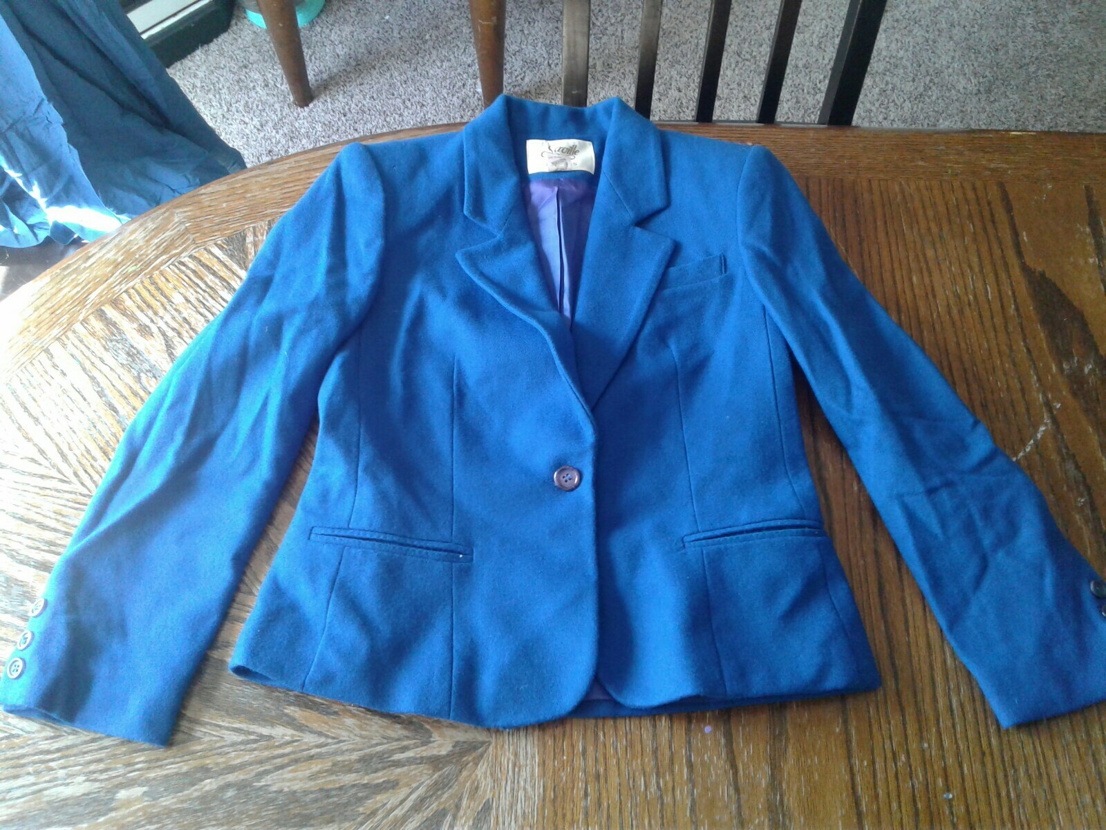 Vintage Saville Blue Wool 2 Piece Skirt Suit Size 6 (CB24)