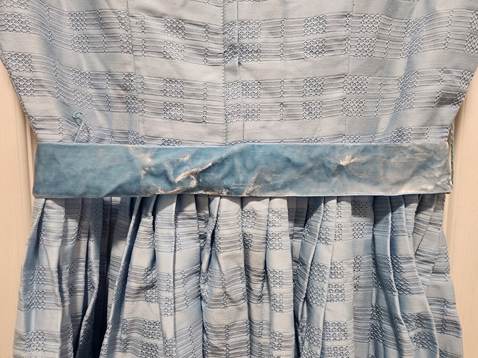 VTG 50s Jonathan Logan Powder Blue Fit & Flare Jrs Day Dress Velvet Ribbon SZ 2