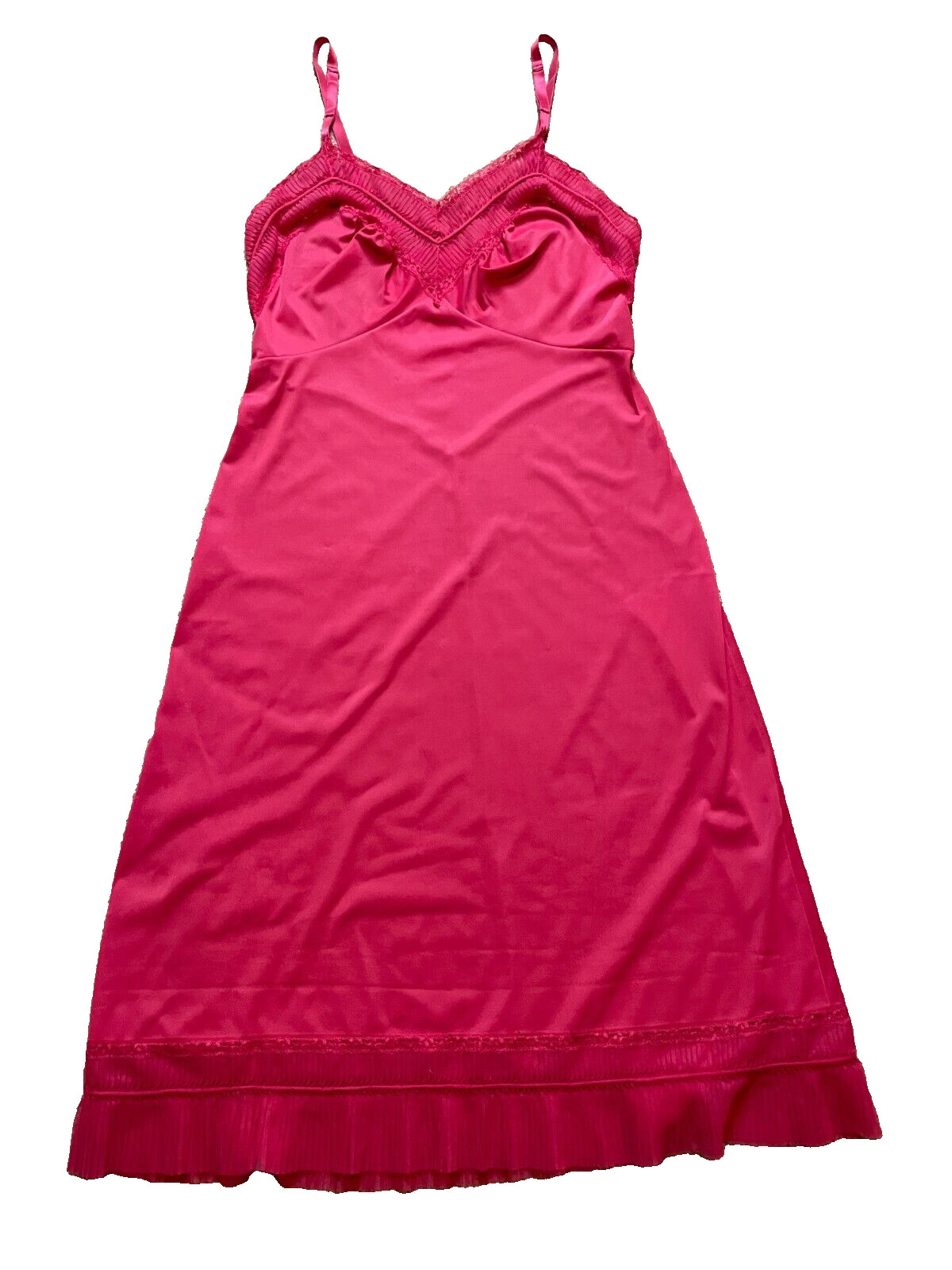 Vintage 60s Mojud Nylon Red Pinup Slip Chemise Lingerie Nightgown Dress 36, M
