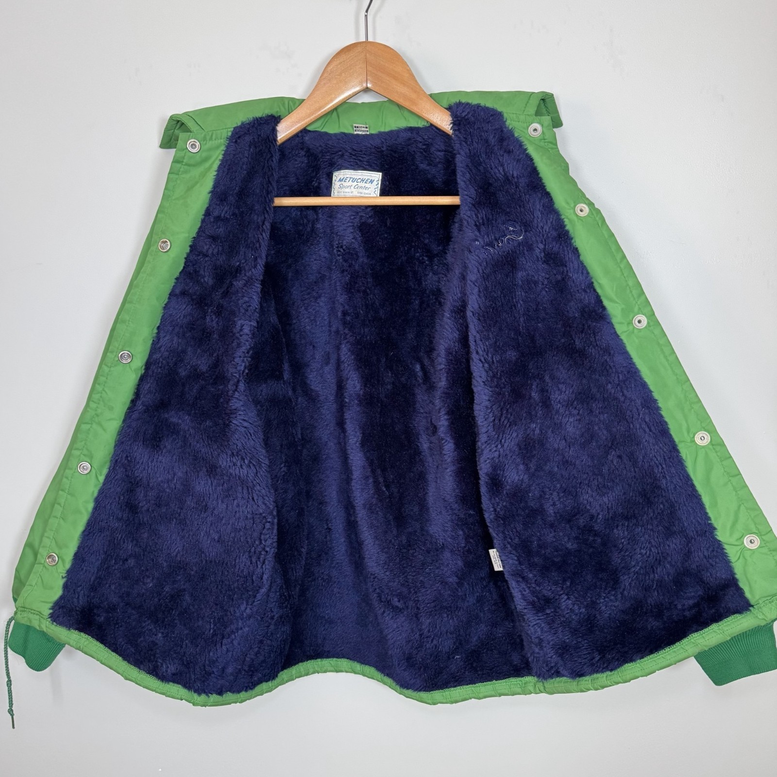 Vintage Cheerleader Coach Jacket Womens S USA Sherpa Lining Chain Stitch 70s 80s