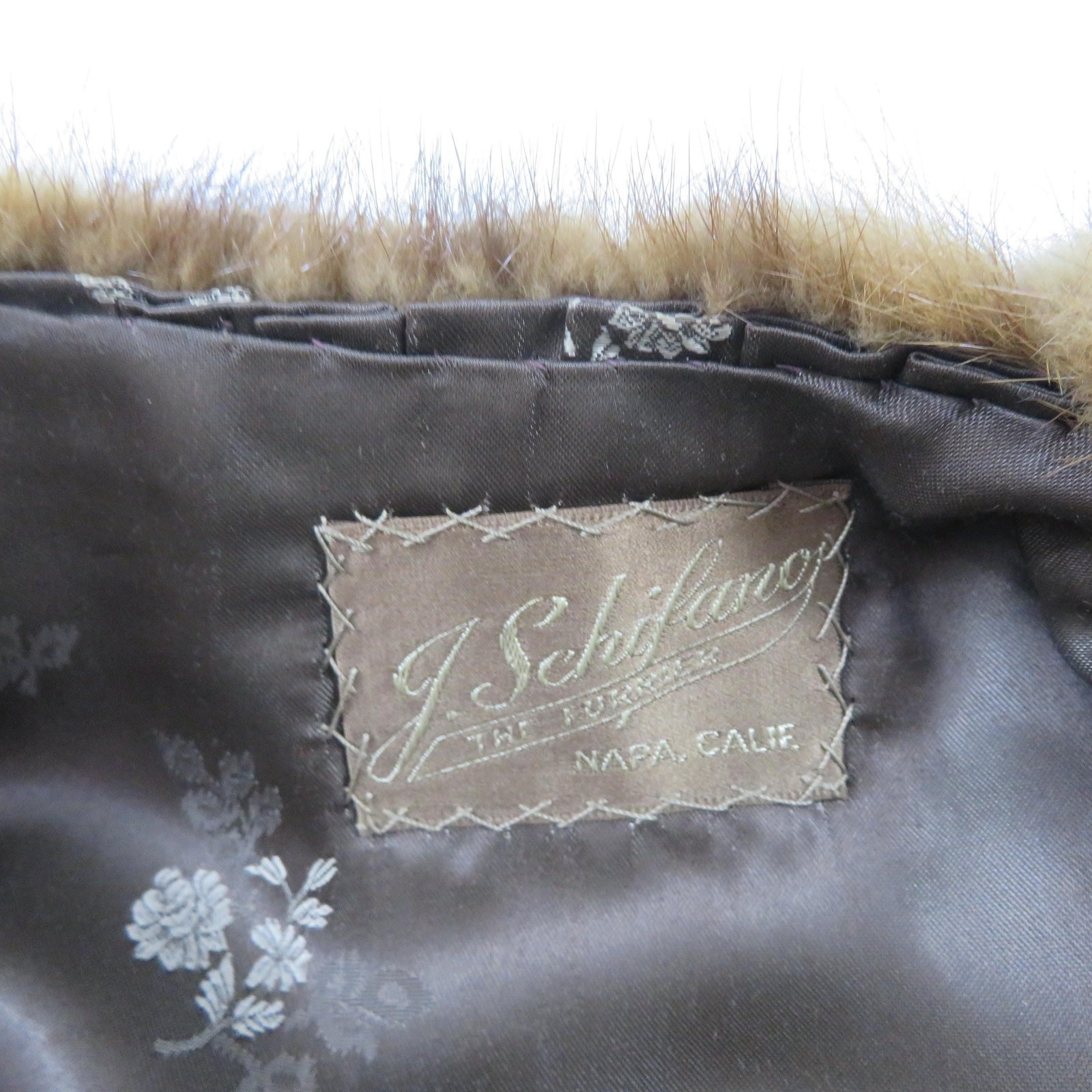 Long Fur Stole Cape Shawl Shoulder Wrap Brown J. Shifang Napa CA Mink?