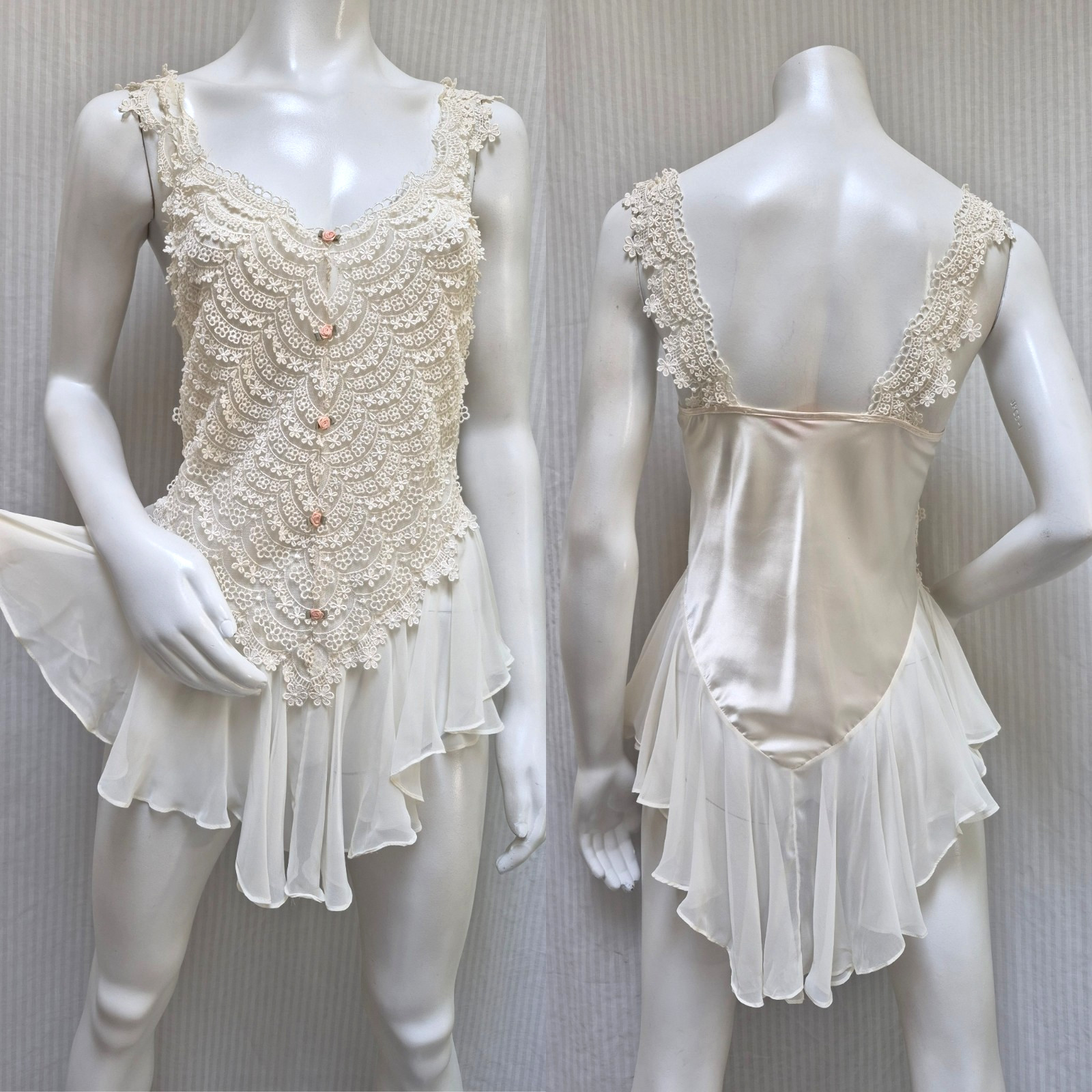 Vintage FLORA Nikrooz NIGHTGOWN Fairy Corset Top CHIFFON Satin Lace – Size S