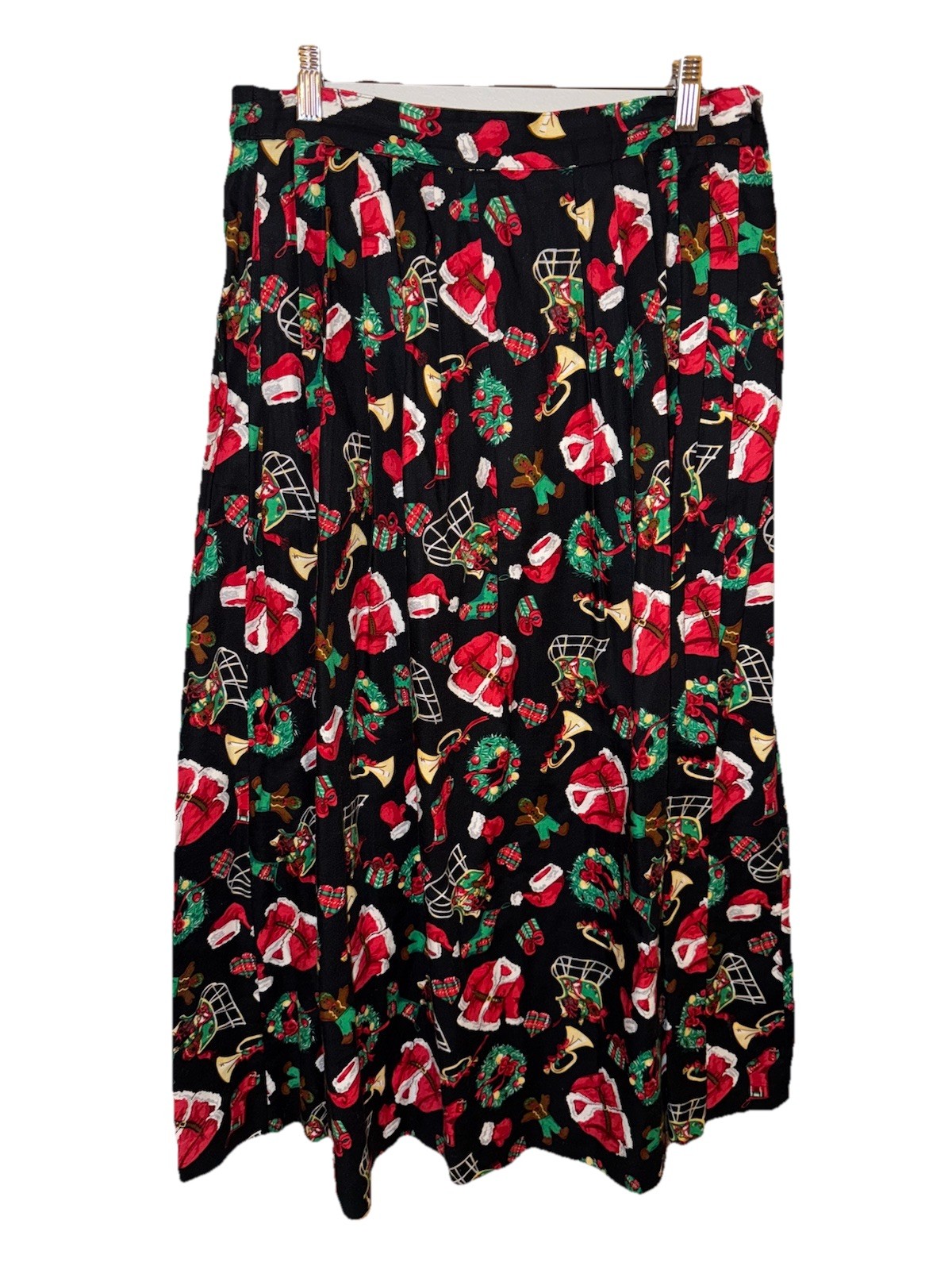 Vtg The Eagle’s Eye Christmas Midi Maxi Skirt Santa Retro Holiday Size L Pockets
