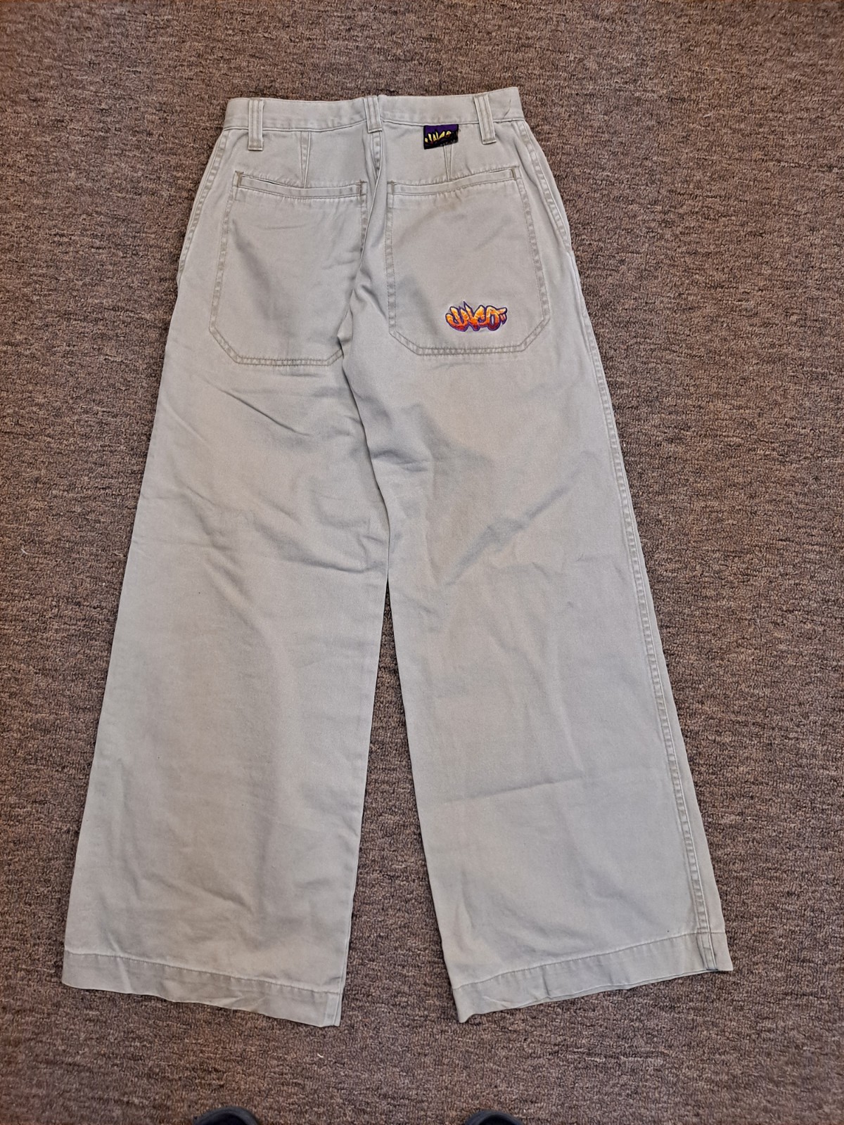 VTG 90s JNCO Girlie Stuff Khaki Denim Pants Size 1 Baggy Skater Y2K Wide Leg
