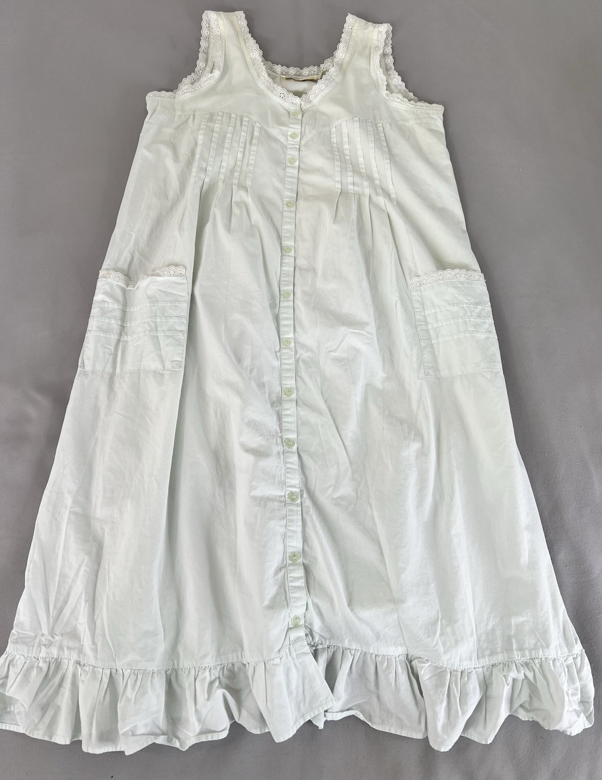 VTG Allison Smith Nightgown Womens Medium Green 100% Cotton Victorian Y2K