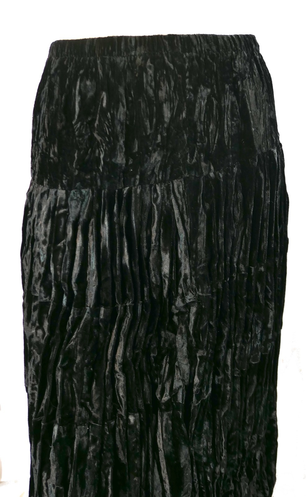 Vintage 80s 90s Maxi Skirt Accordion Pleat Crushed Velvet Pencil to A Line Sz M