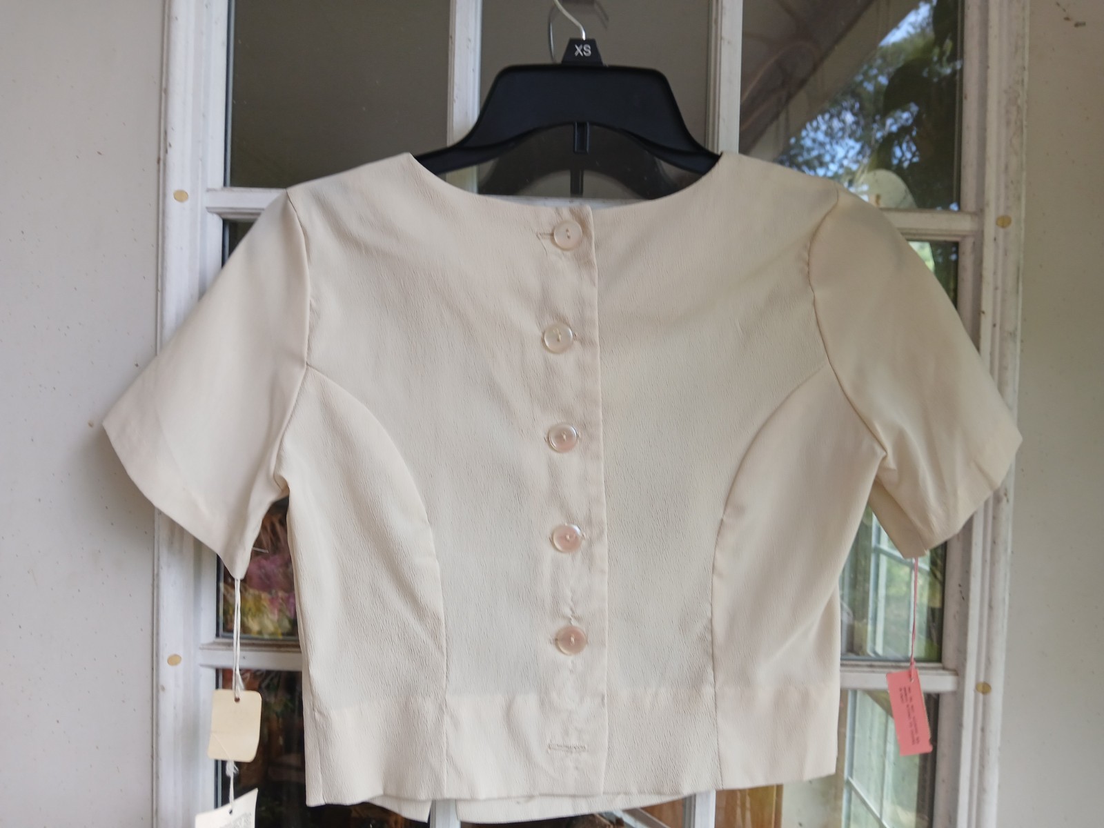 Vintage 1960s NWT Cream Blouse and Skirt Set