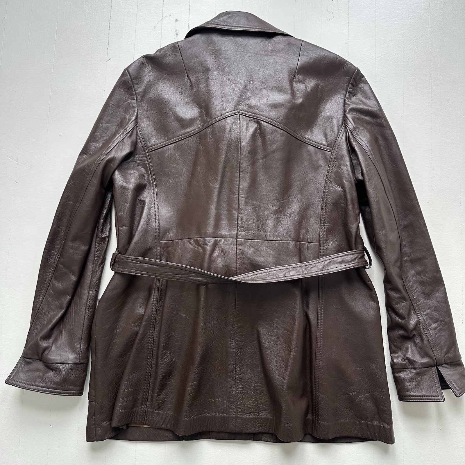 Vtg Leathers by New England Sports Wear Co Leather Trench Coat Women’s L Brown