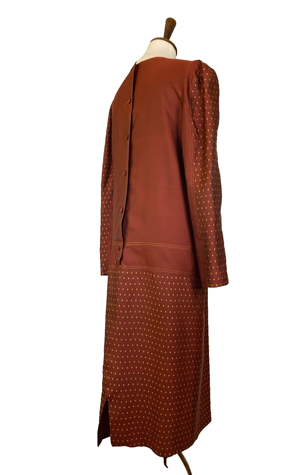 Christyne Forti Vintage Midi 100% Silk Red Dress Women’s Size 12 Lining 1980s