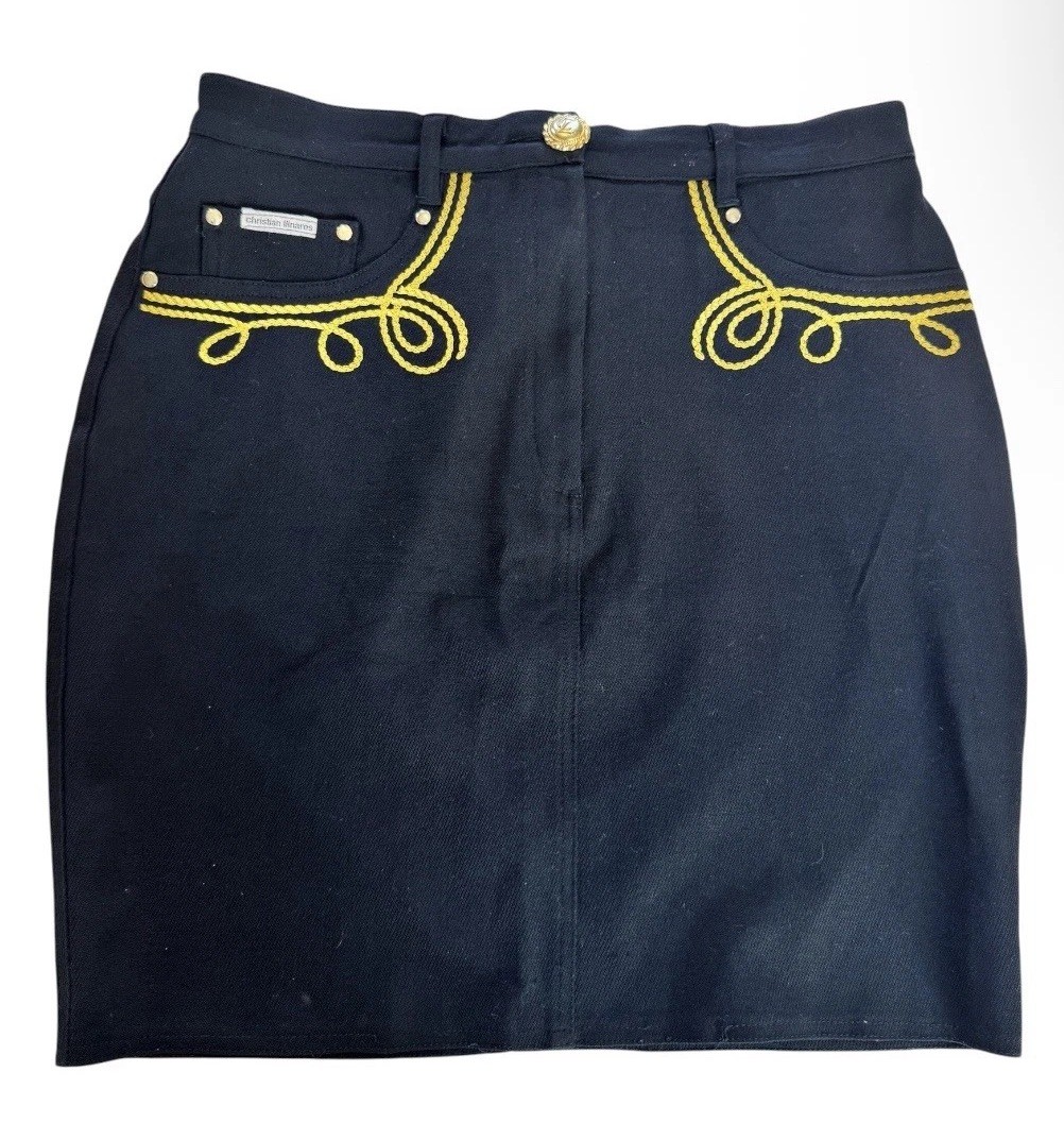 VTG Christian Llinares Wool Mini Skirt Western Embroidery France – EU 44 / US L