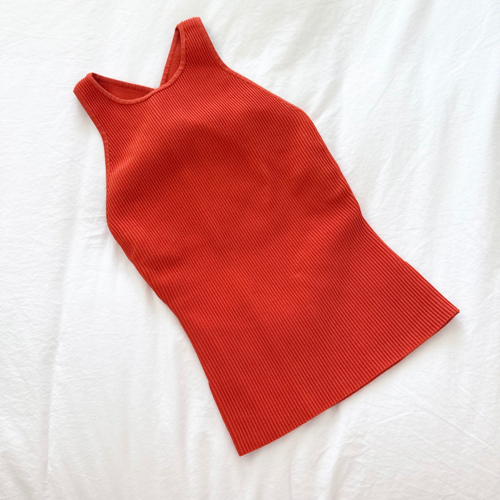 Aritzia Babaton Sculpt Knit Event Top Hot Cheeky Orange Open Back Size S