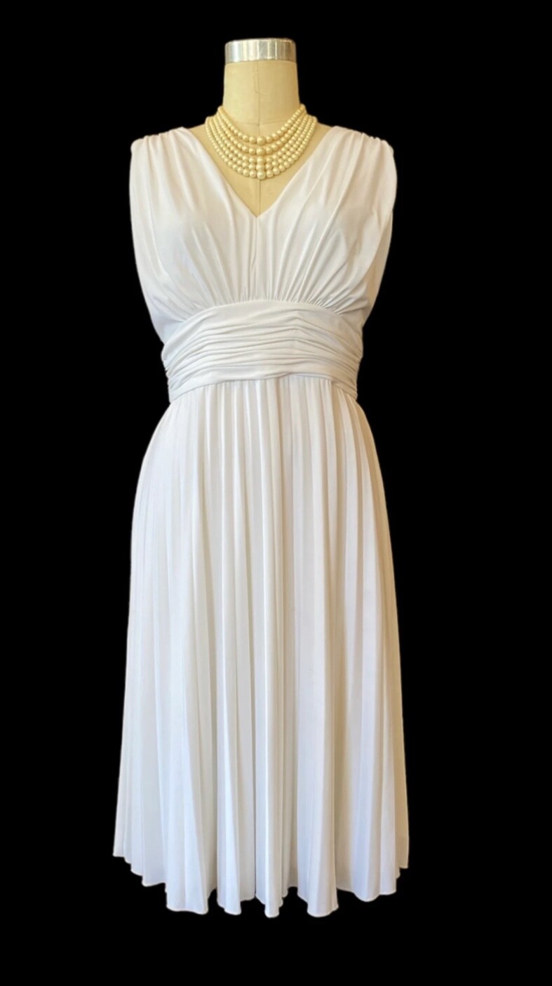 NWT 1990s White Pleated Marilyn Monroe Style SZ 10 Wedding Shower Beach Dress