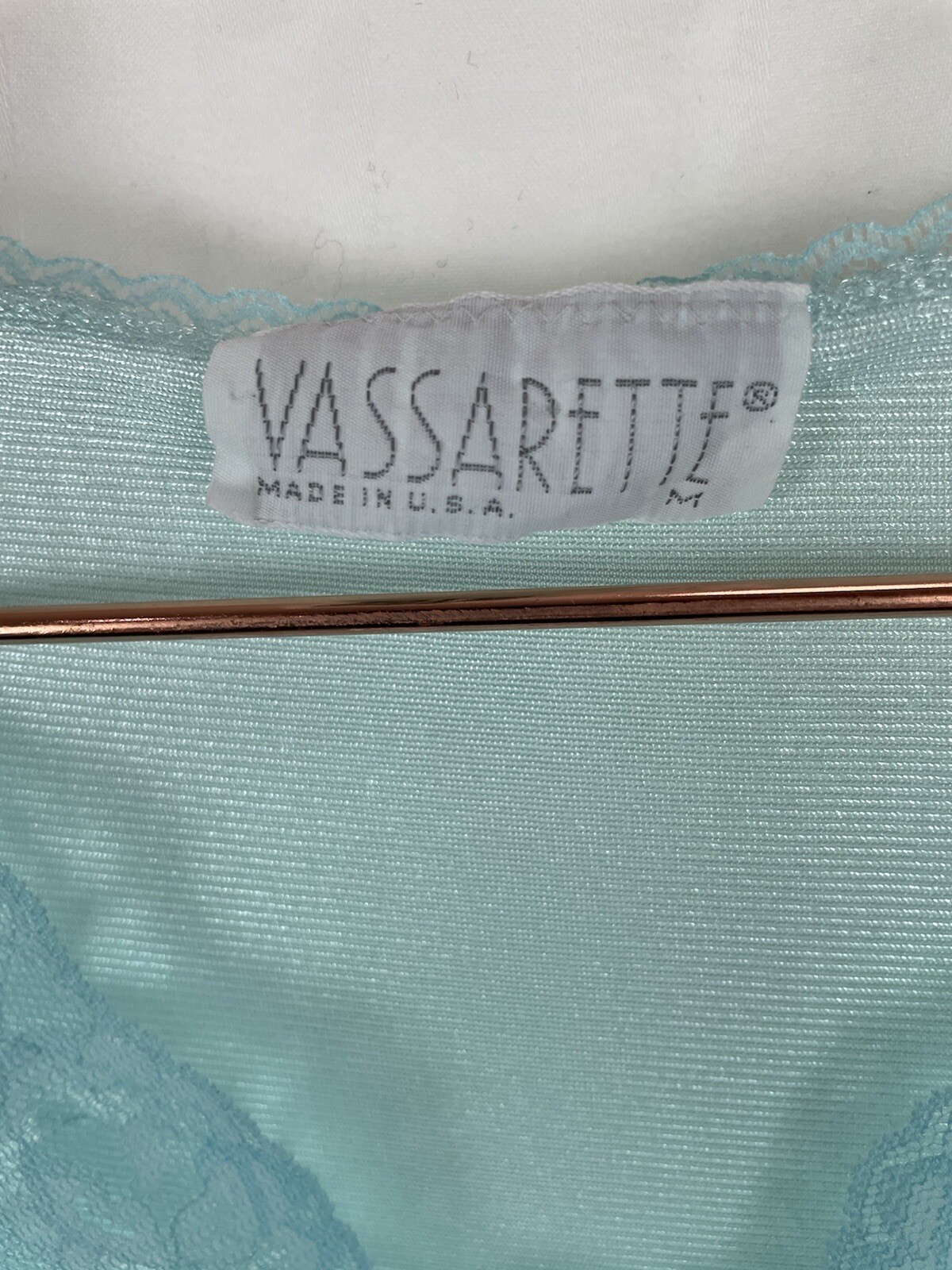 Vintage Vassarette Nylon Robe Ice Blue Lace Detailing Size Medium M Pin Up Retro