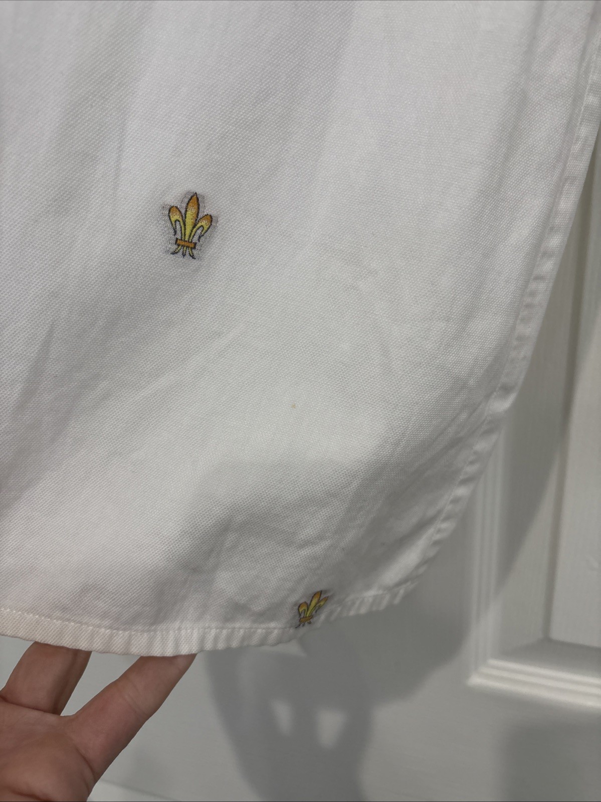 VTG ESCADA Margaetha Ley fleur-de-lis Embroidered Gold Button Blouse 34 Germany