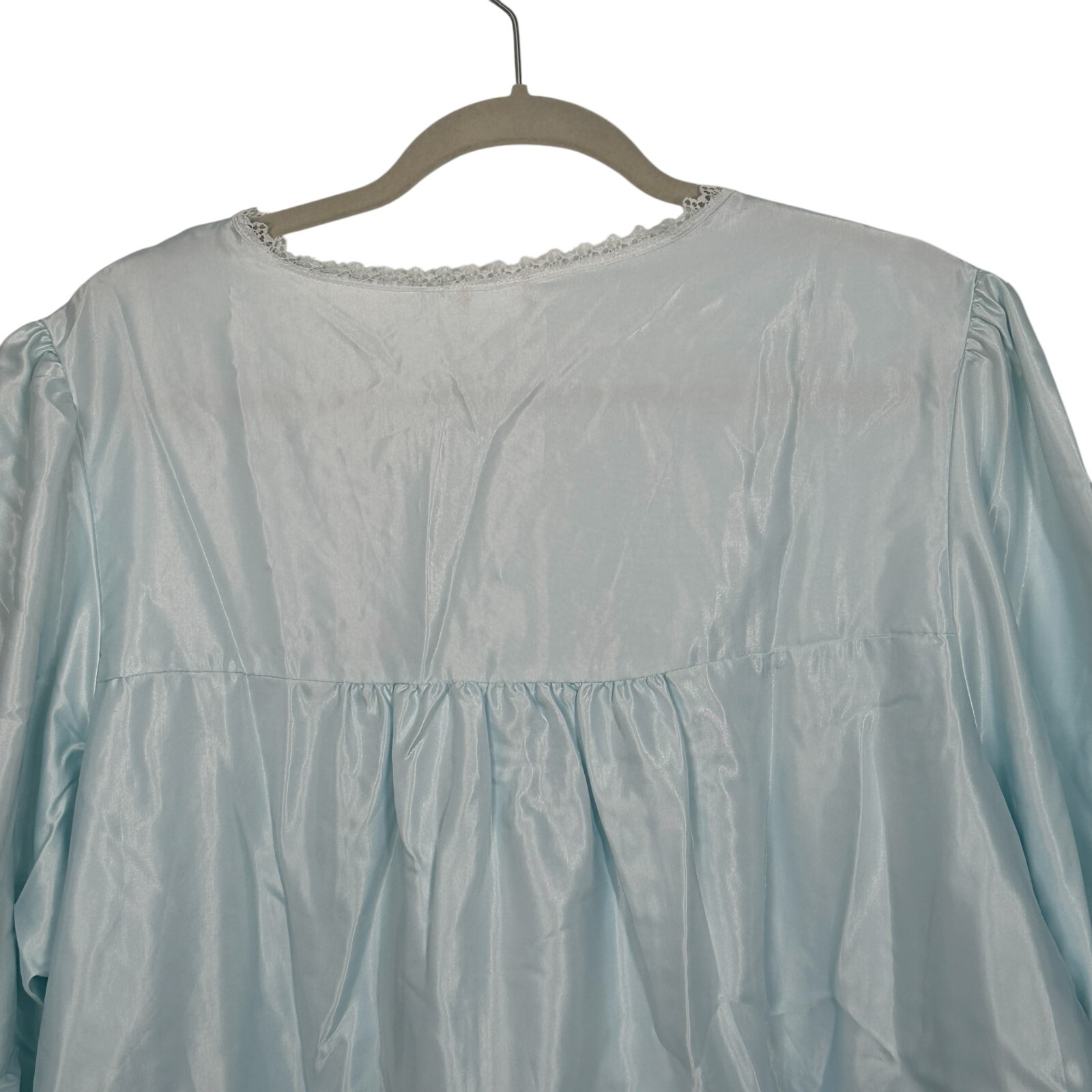 Barbizon Vintage 70s Blue Satin Super Cuddleskin Nightgown Size 1X With TAGS
