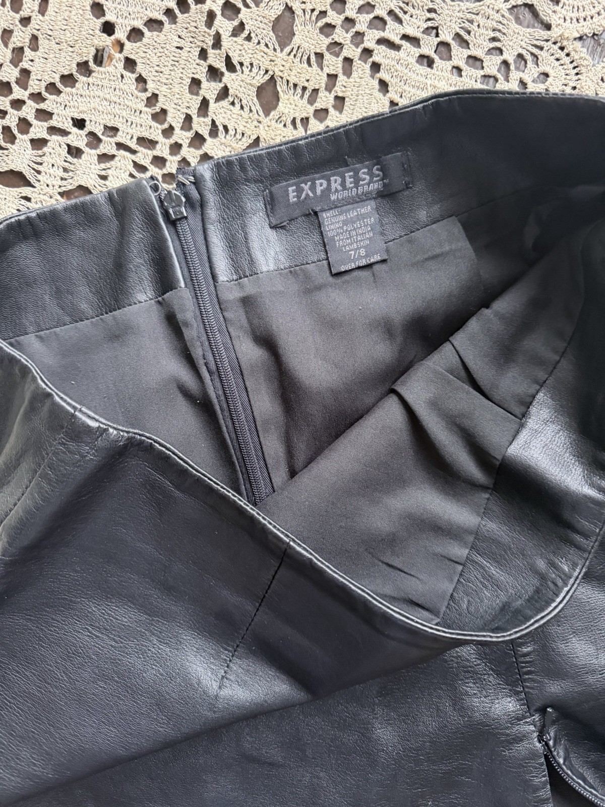 Vintage Y2K Black Italian Lambskin Skirt Genuine Leather Butter Soft Zipper S