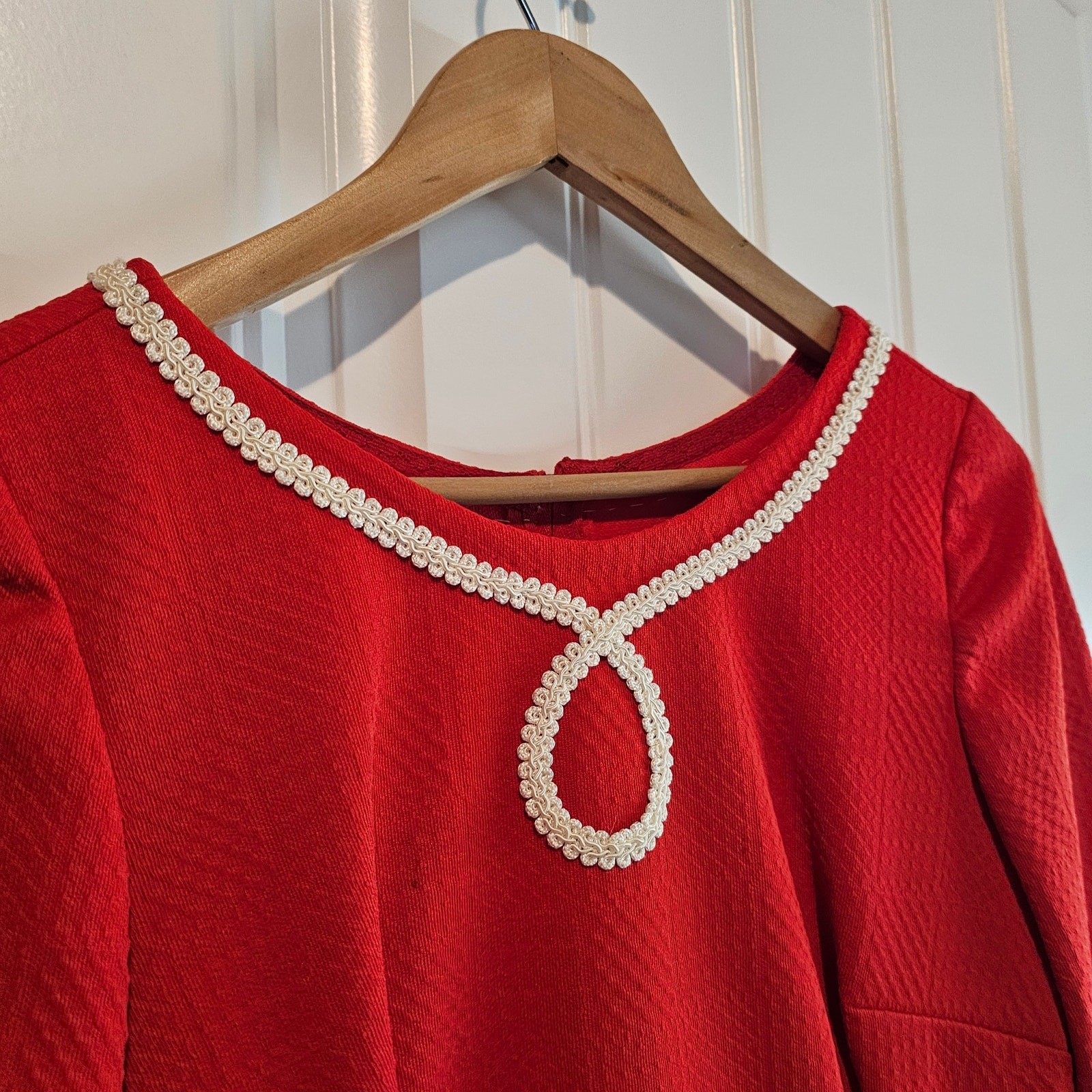 Vintage 70s Handmade Dress Womens Small Red Maxi Glam Cottage Party Modest Retro