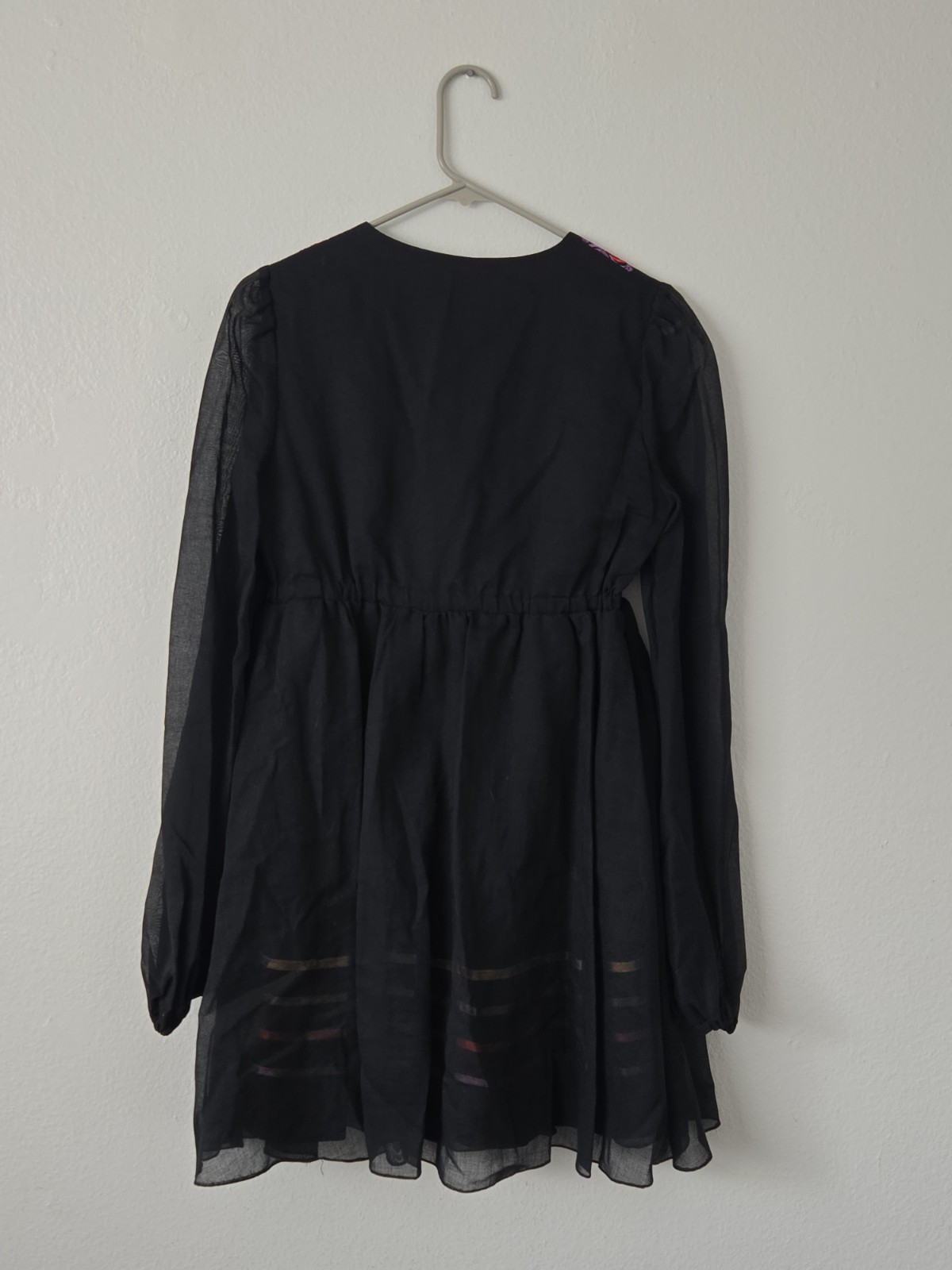 Vintage 1970s Young Edwardian by Arpeja Embroidered Black Dress