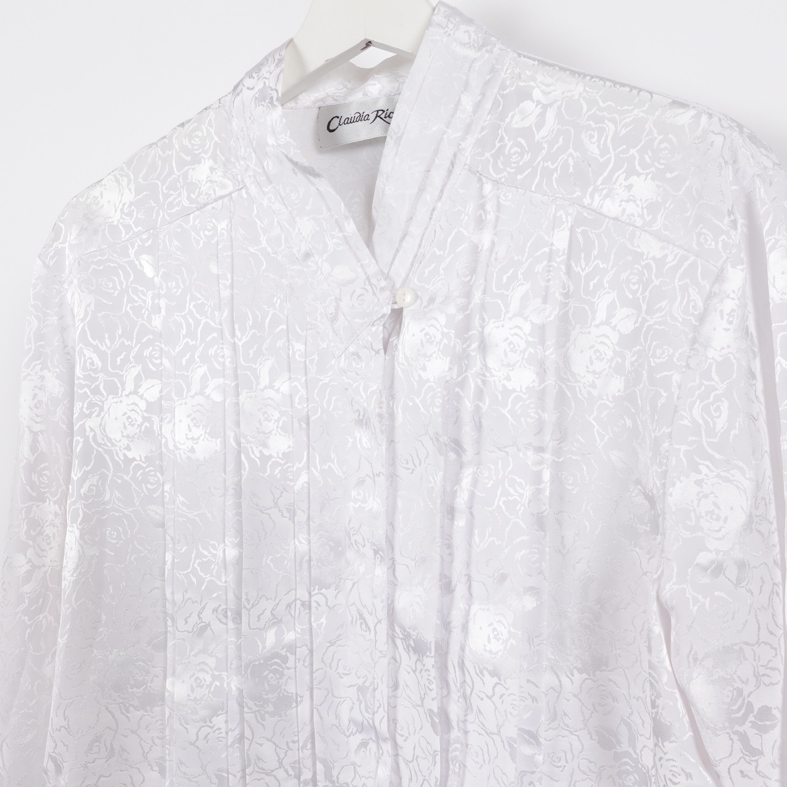 Vintage 90s Claudia Richard Pleated Floral Long Sleeve Shirt Blouse 14 Large