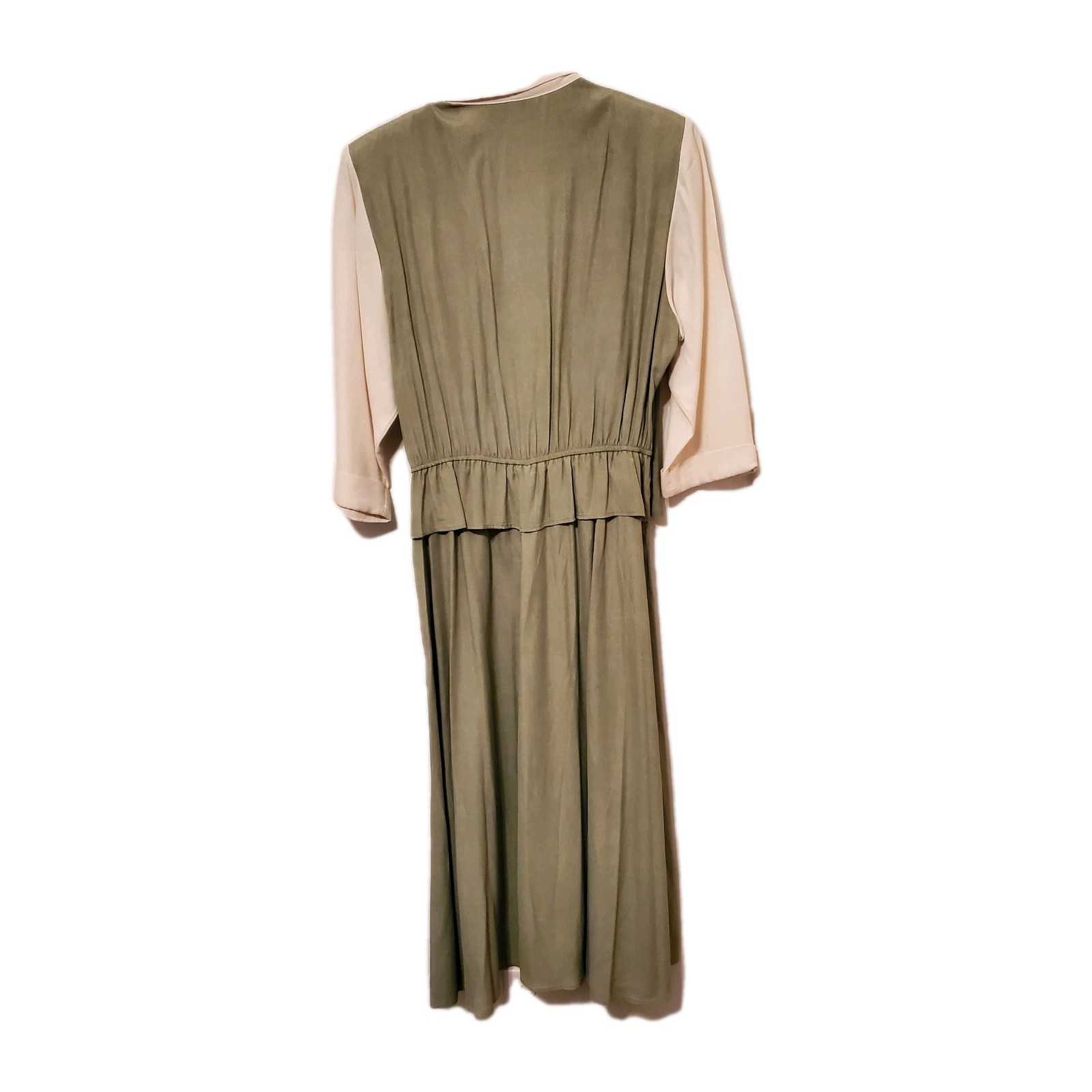 VINTAGE 80s JUST IN THYME 14 Cottagecore Mint Green White Maxi Dress Quited Vest