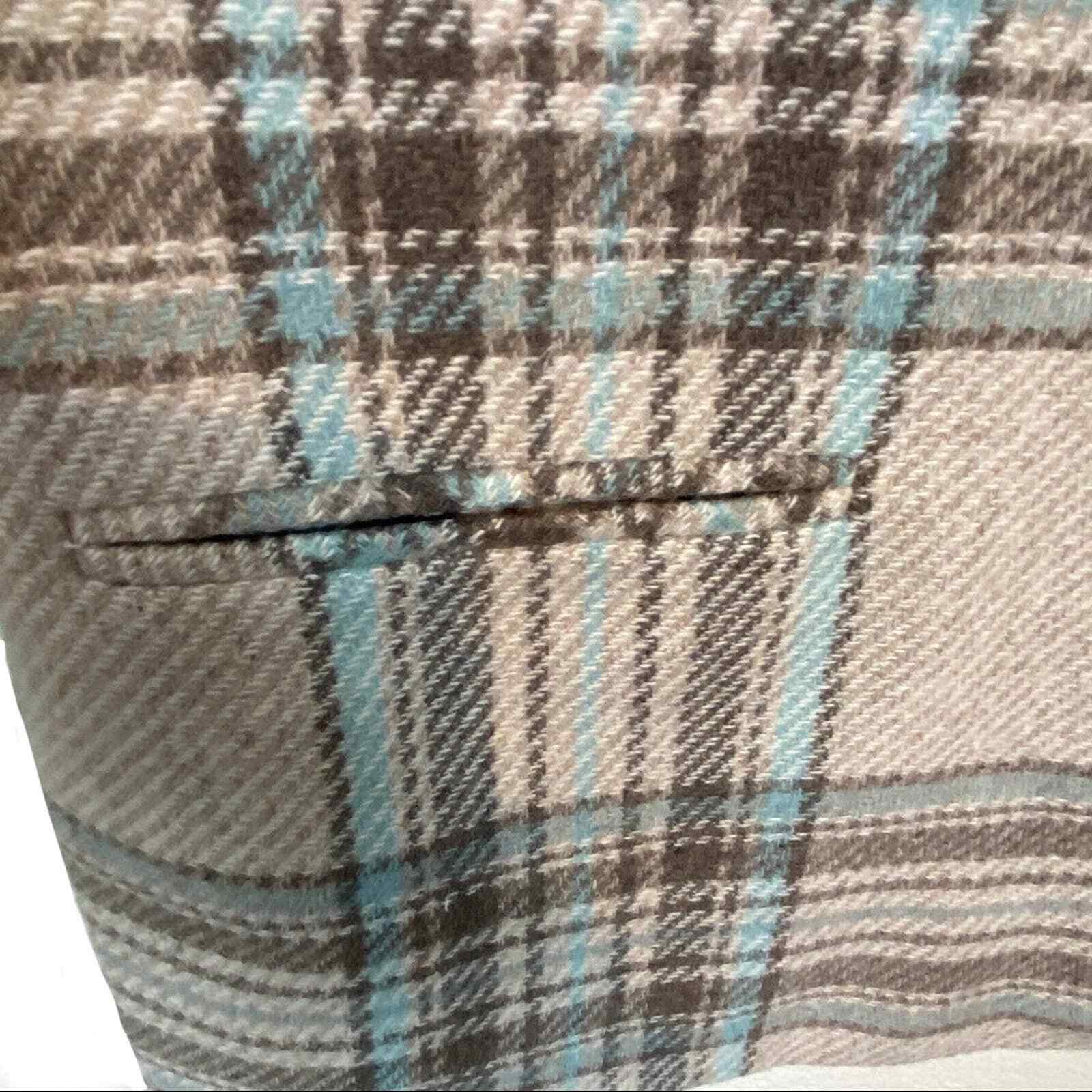 Plaid Preppy Blazer Women’s SZ 14 Taupe Brown Gray Blue Long Sleeve Vtg Tan Jay