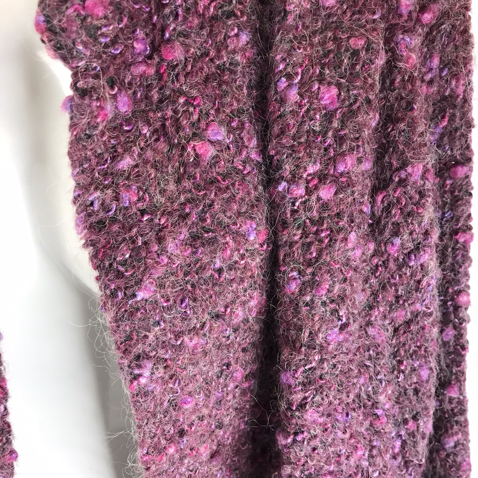Vintage Sweater Purple Mohair Blend 60s Toni Woods New York USA 44 XL Nubby open