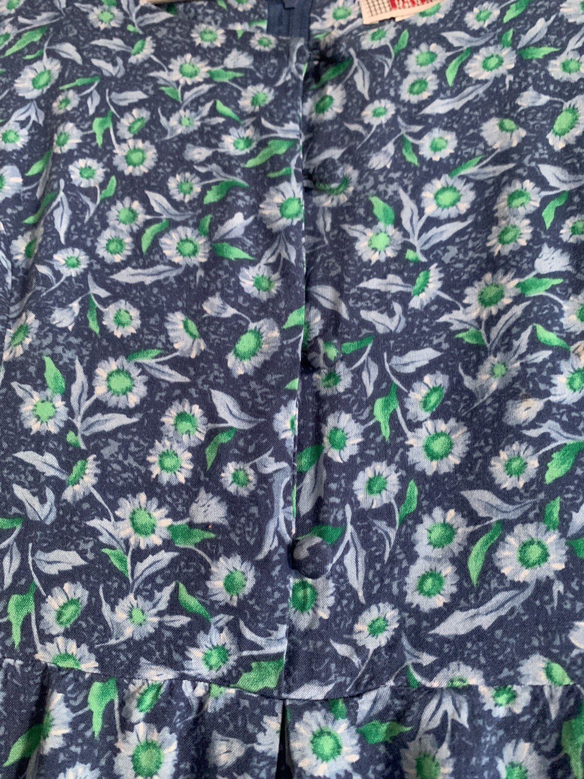 Vintage FADS Jumper Shorts Size 16 One Piece Blue Floral Pattern Pockets Zipper