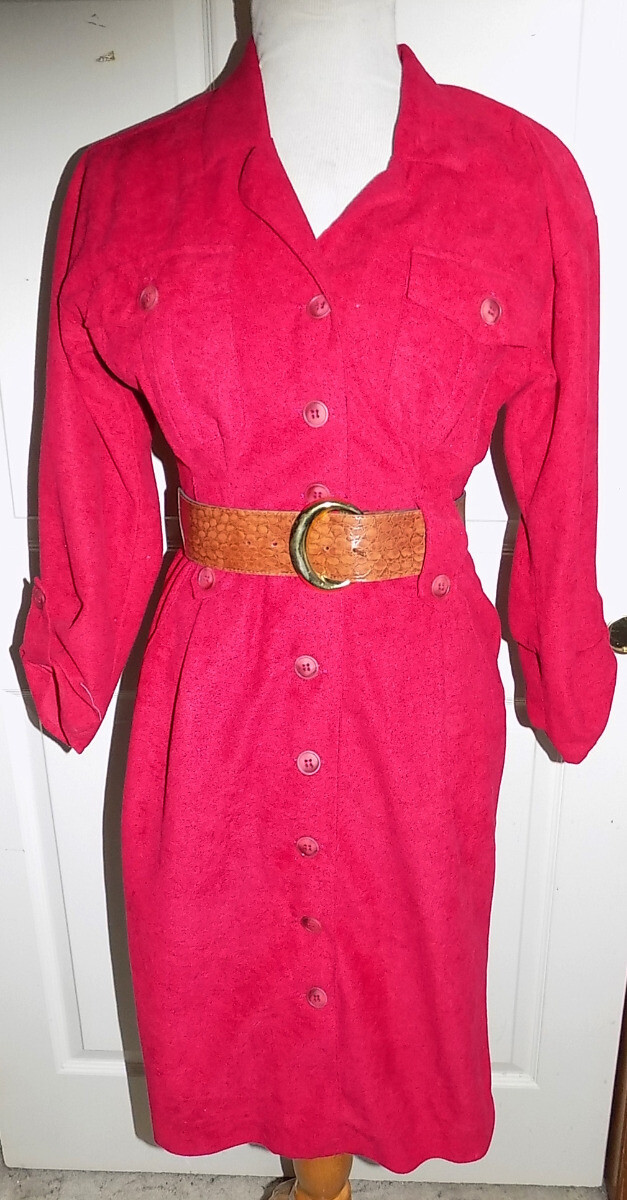 Vintage 80s Fuschia Stuart Alan Petites Wide Belt B35 Size 6