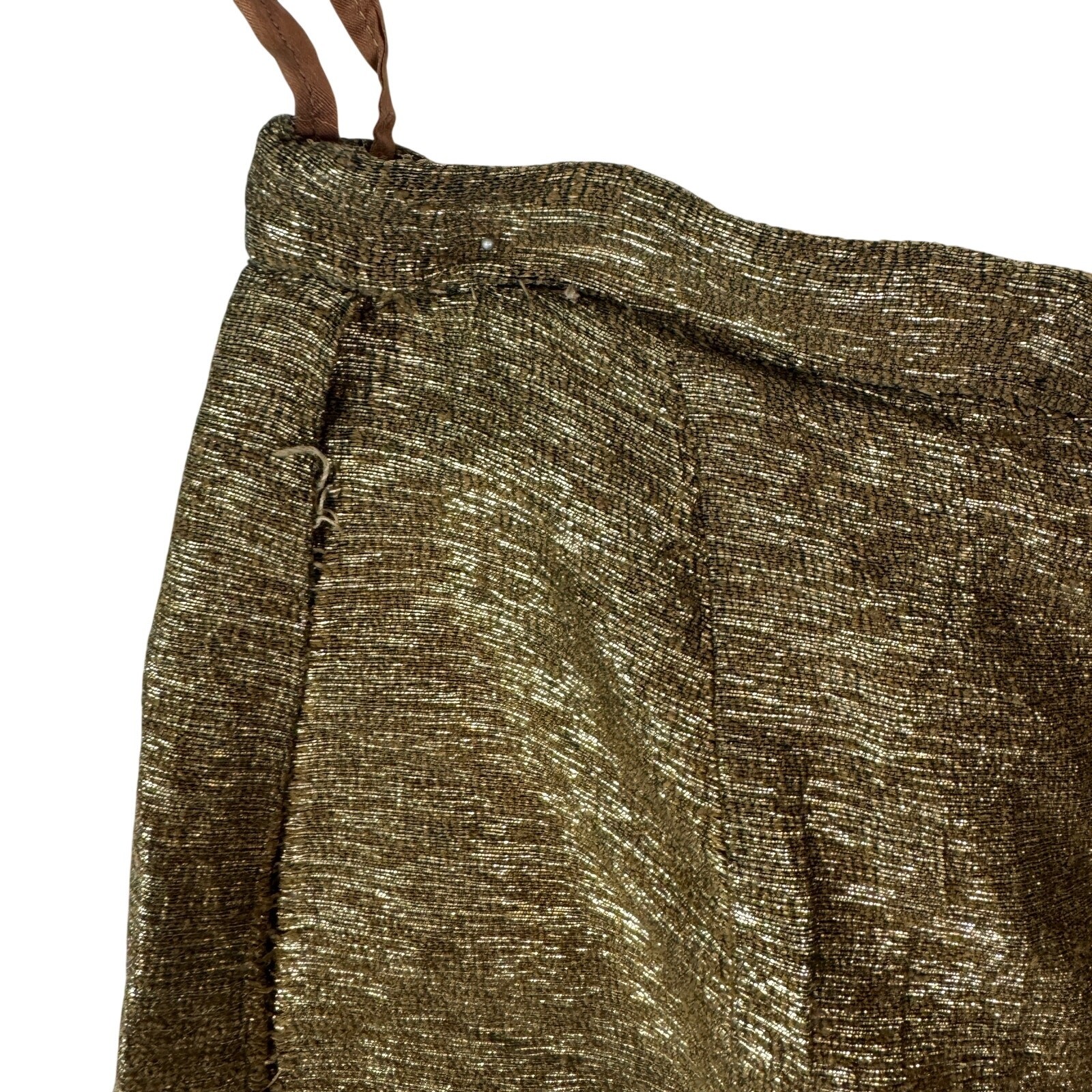 Vintage 60s Gold Metallic Skirt Lurex Pencil Party Costume 28W Medium As-Is