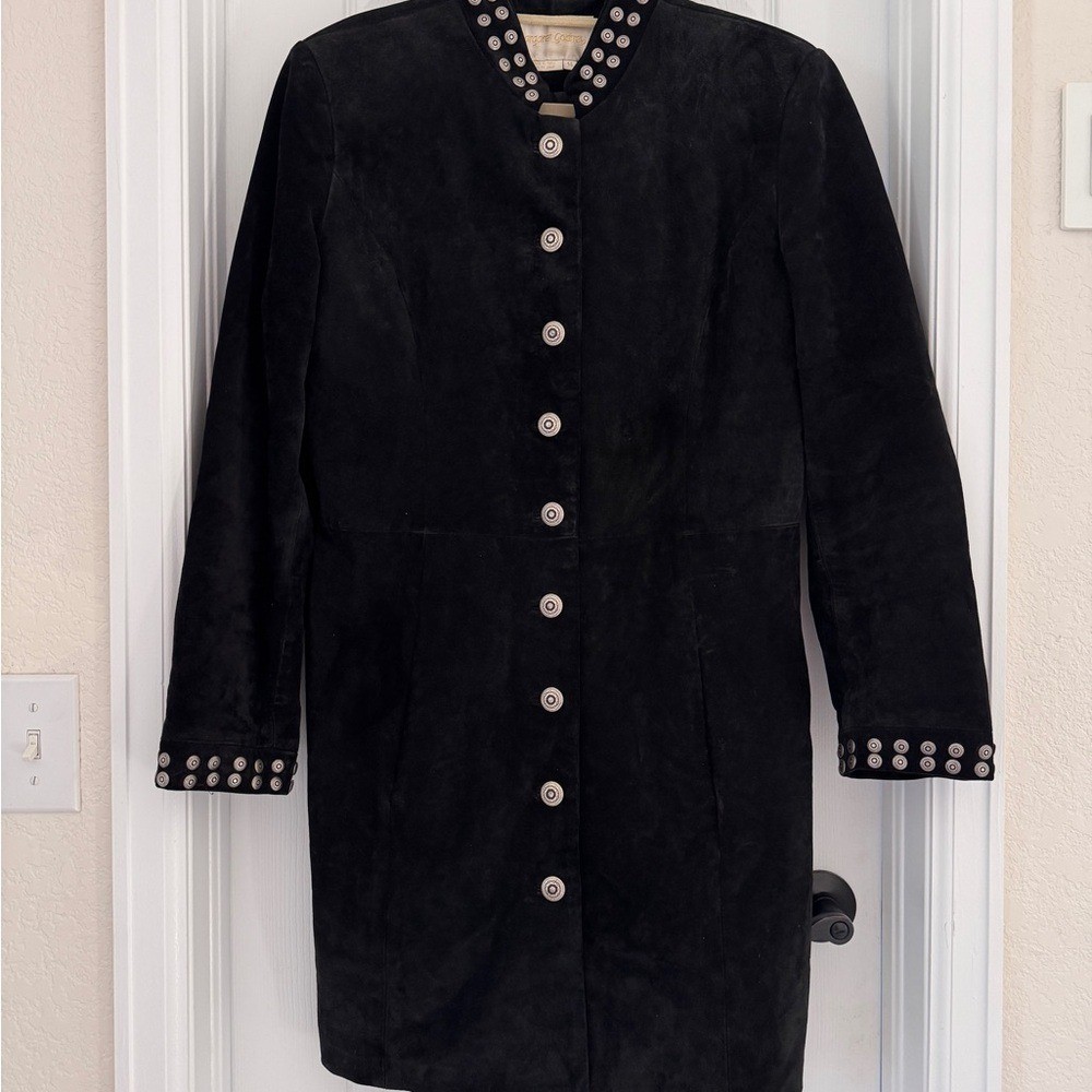 Vintage Margaret Godfrey Suede Western Concho Button Jacket Black Size 14 L/XL