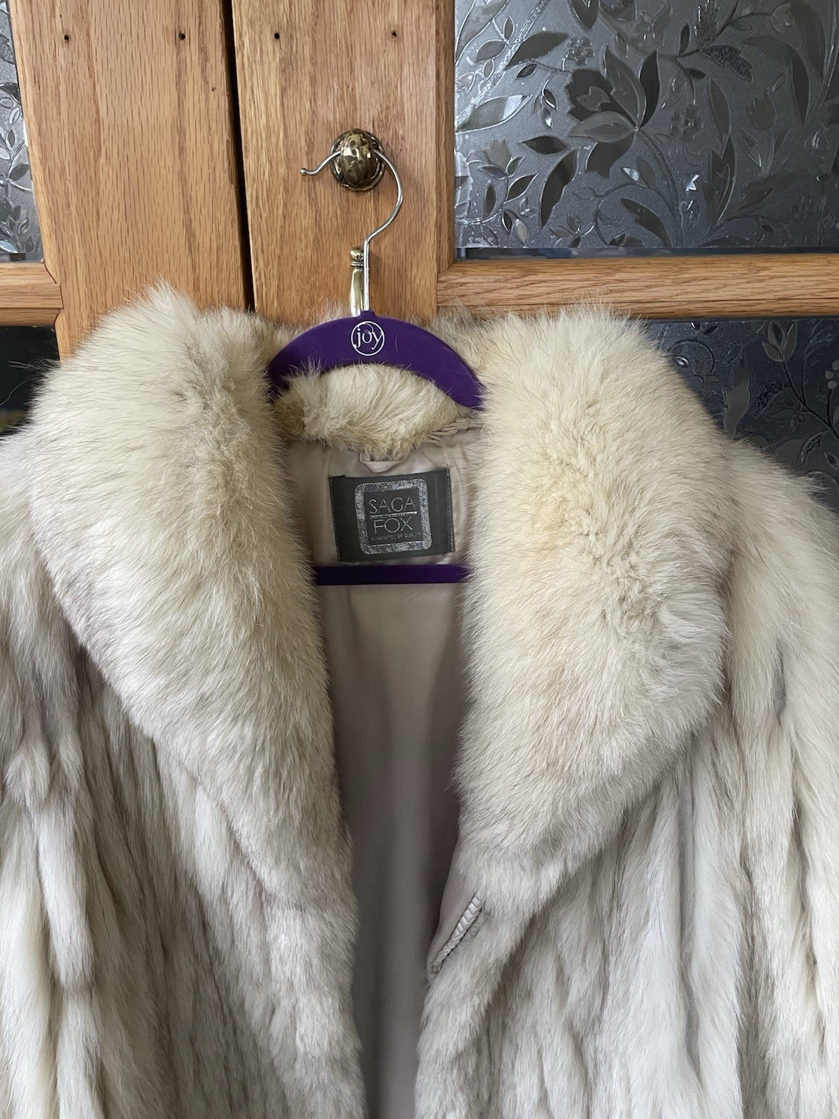 VINTAGE SAGA FOX Women’s Fox Fur Coat NATURAL BLUE XL