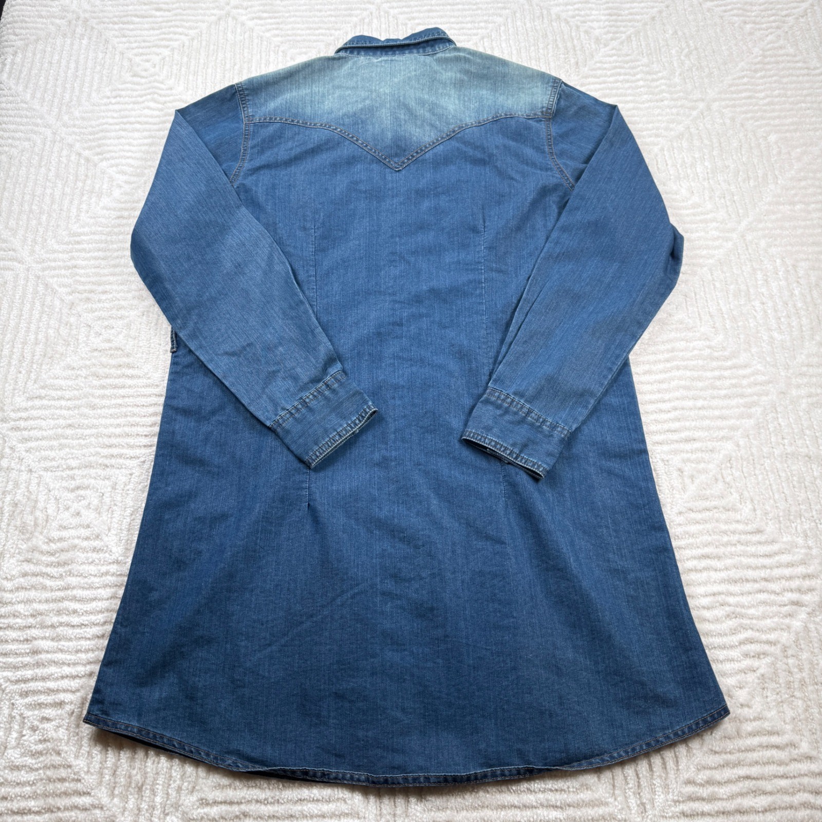 Wrangler Dress Women’s Large Long Sleeve Denim Western Rodeo Cowgirl Mini Retro