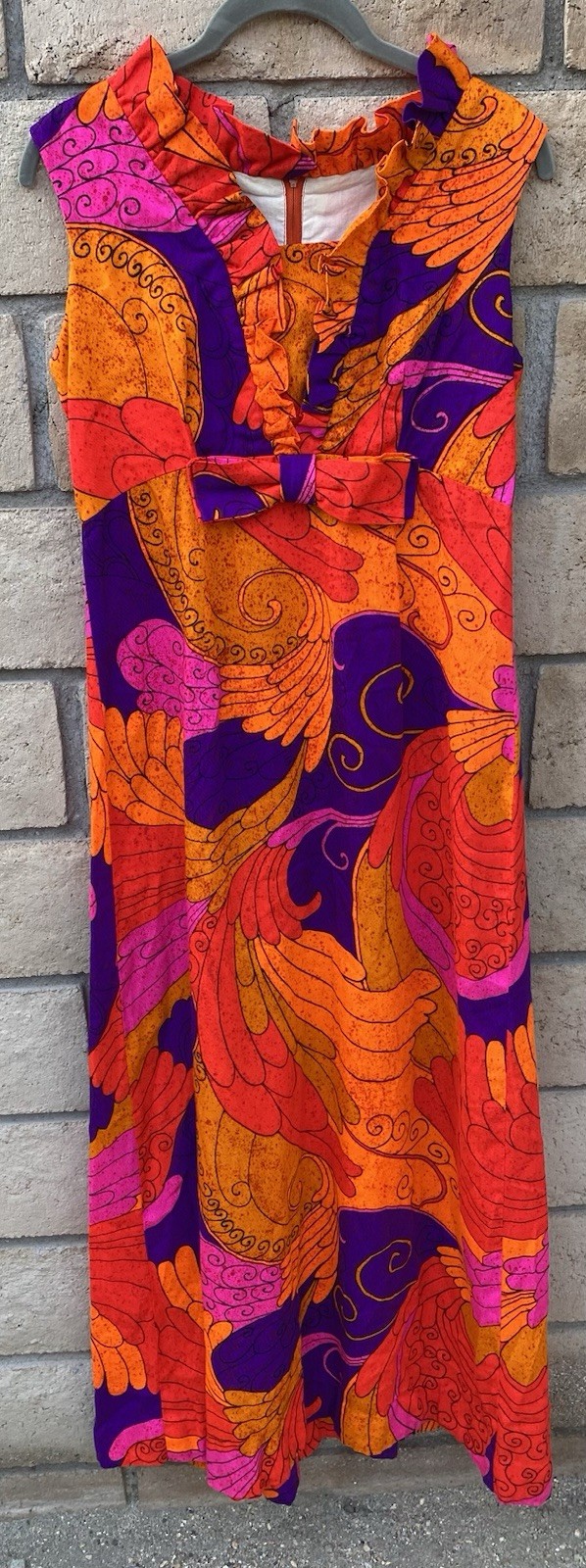Vintage Mildreds Of Hawaii Hawaiian Dress Colorful Acrylic Psychedlic Tiki Mod