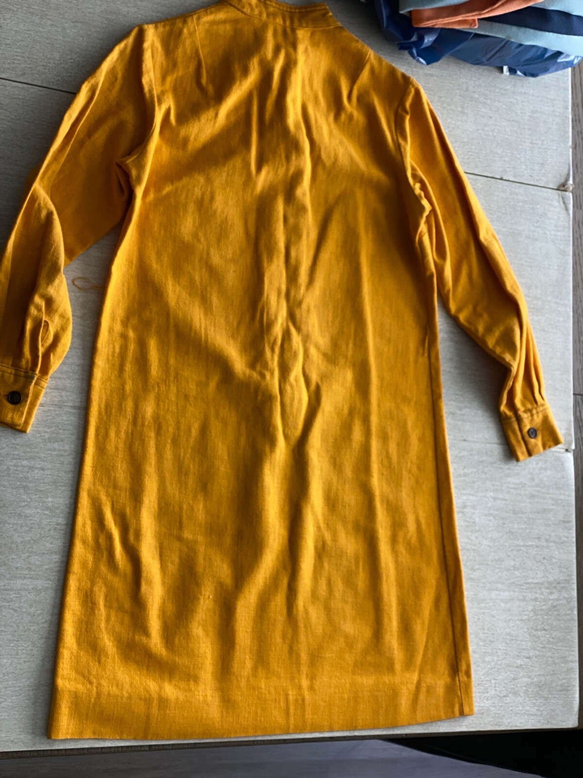 Vintage 70s The Art Shirt Dress Size 11-12 Yellow Long Sleeve