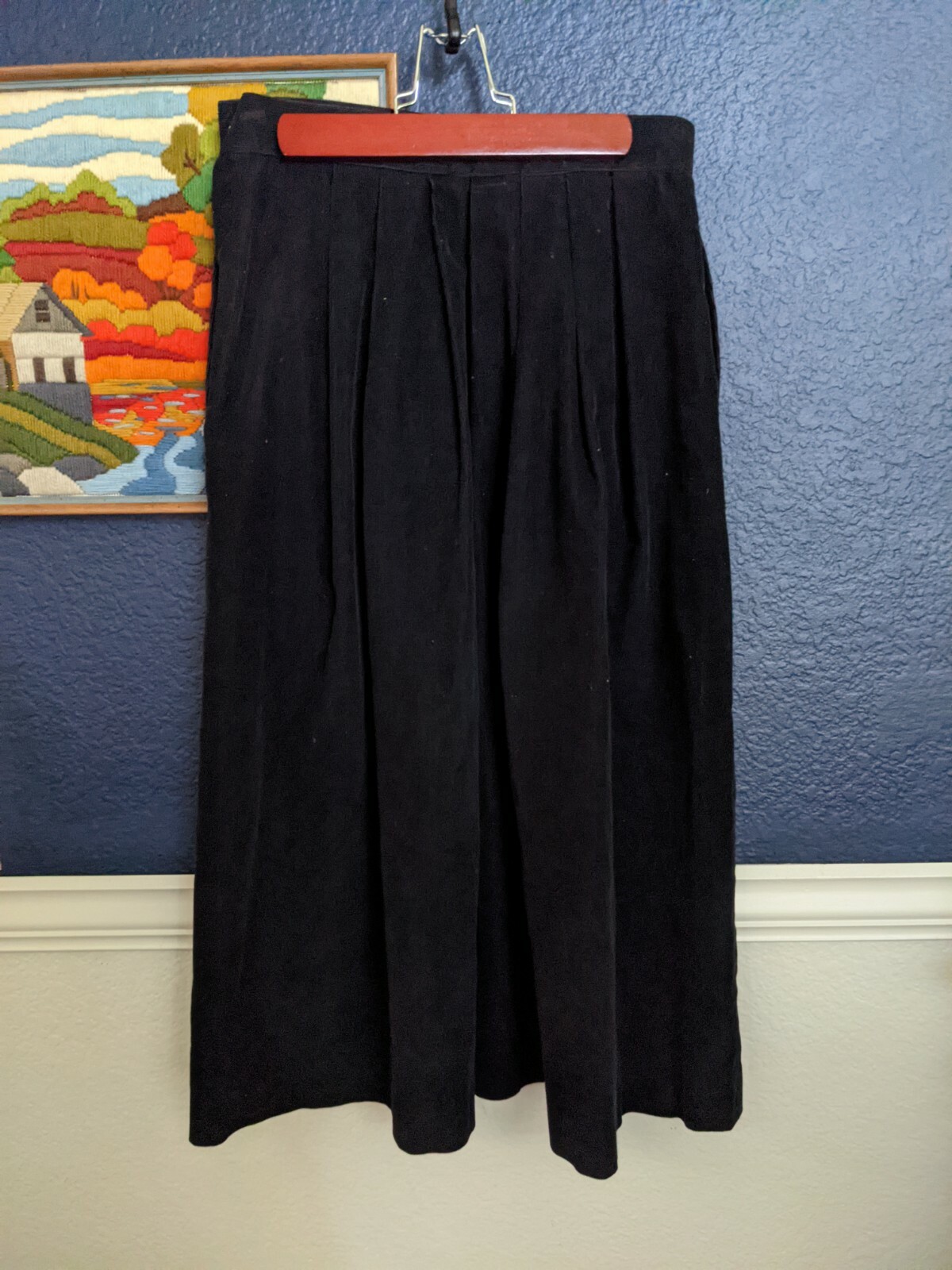 VTG Allen Lolly Nottingham England Black Corduroy Skirt Cotton 8 Petites Medium
