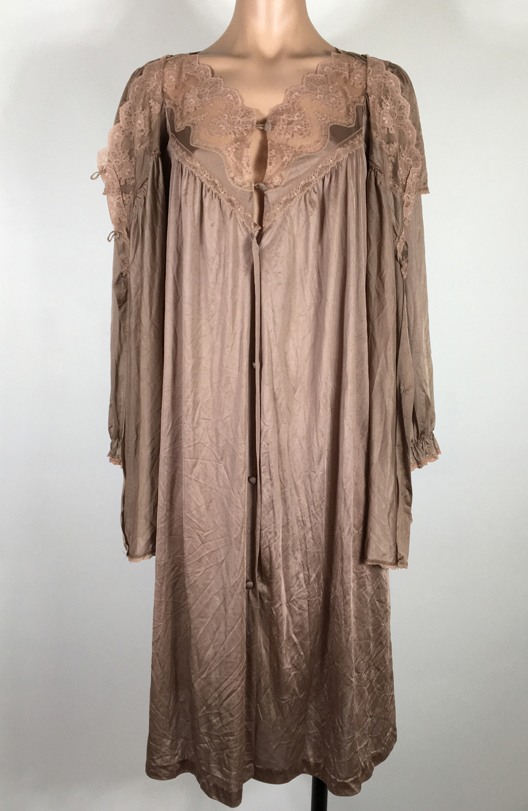 EXQUISITE VTG MISS ELAINE INTIME ERA CHIFFON Robe and Top Sz L ILGWU Union 2pc