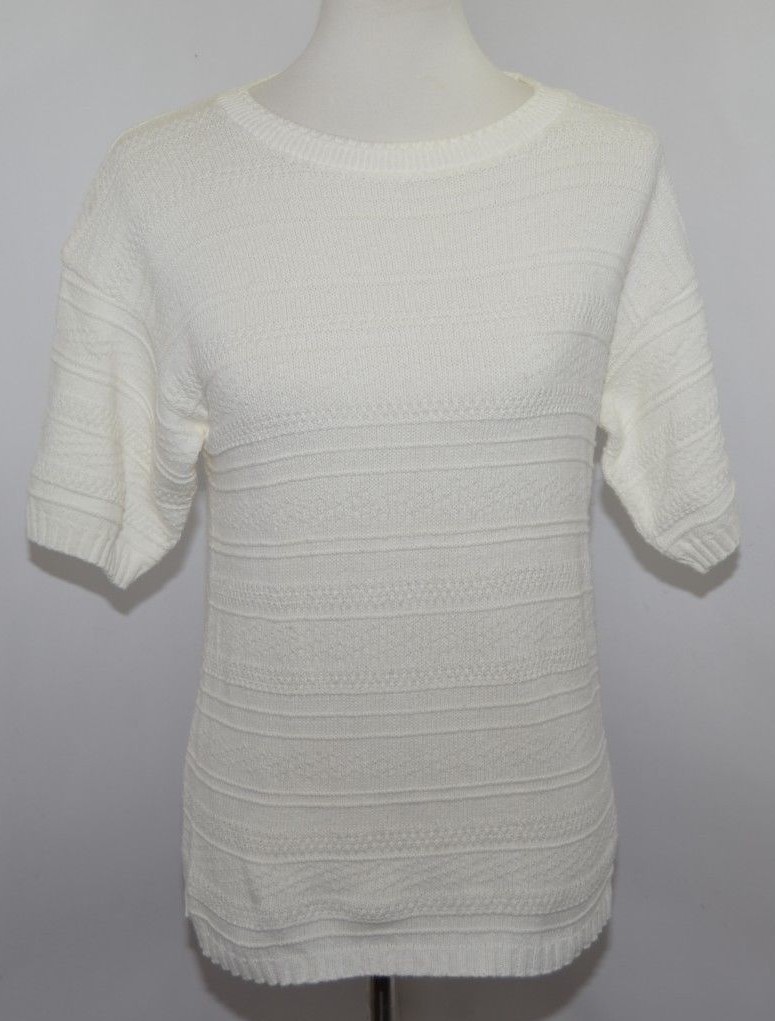 VTG TR Bentley 80s 90s White short Sleeve Knit Sweat Made in the USA Womens S