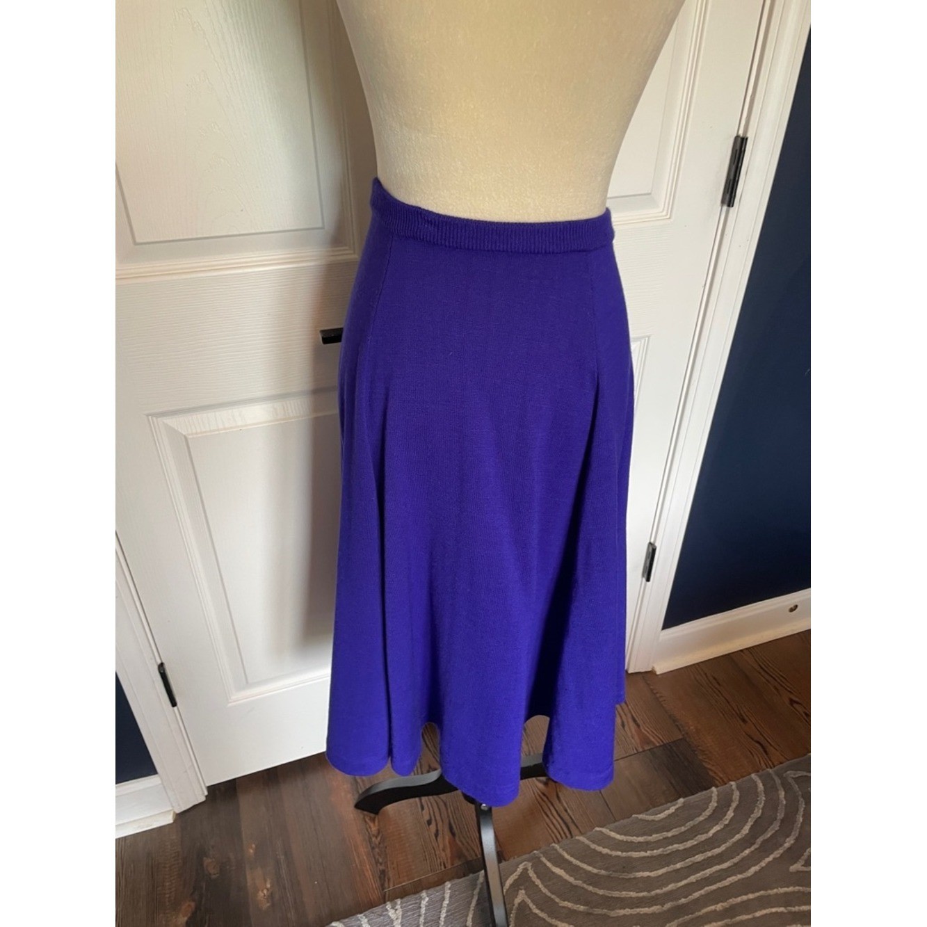 Vintage Claudia S. Drees Violet Knit Midi Skirt & Cardigan Set Size Small
