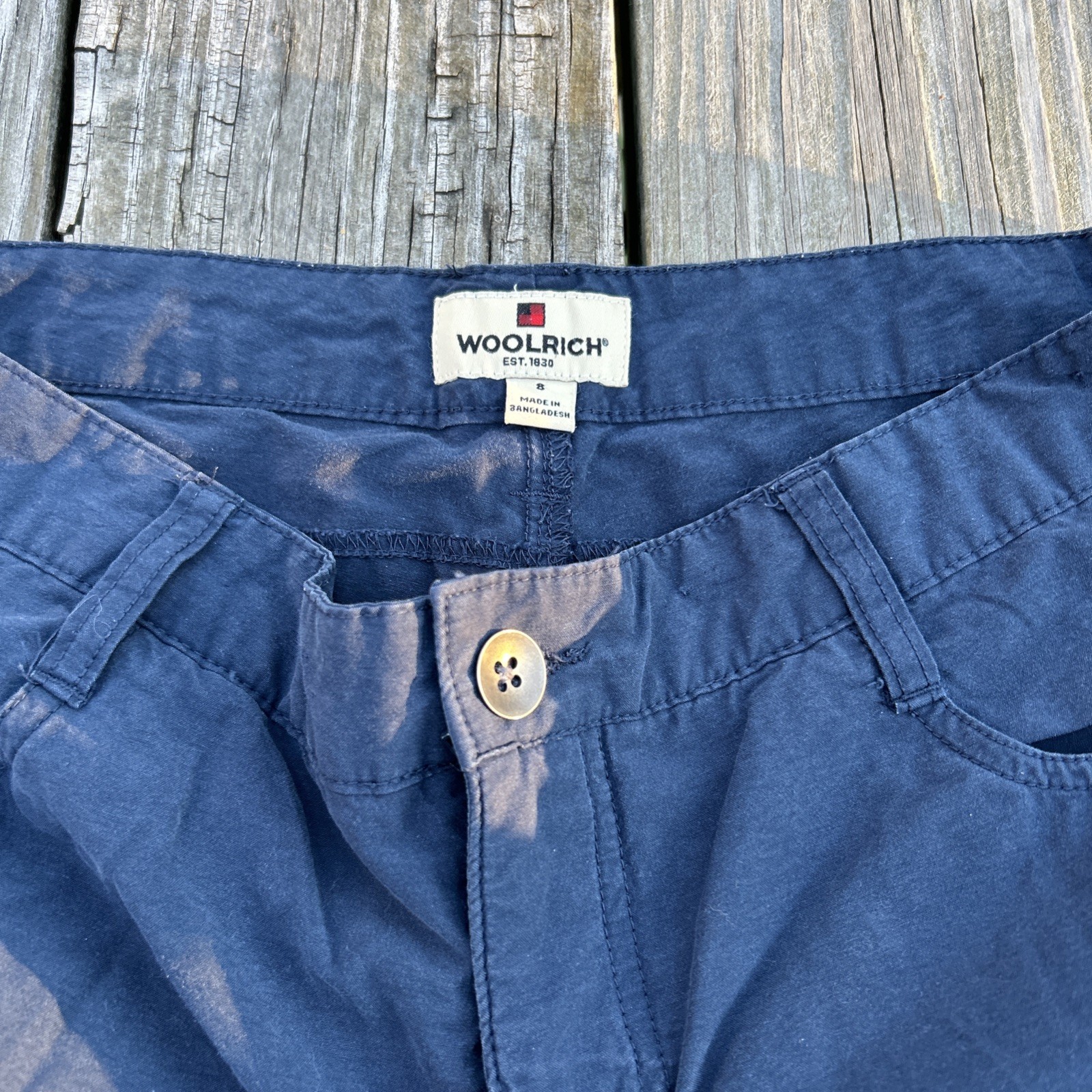 Vtg true 80s Woolrich Capri Shirts cargo pocket Navy Blue dark Women’s-size 8