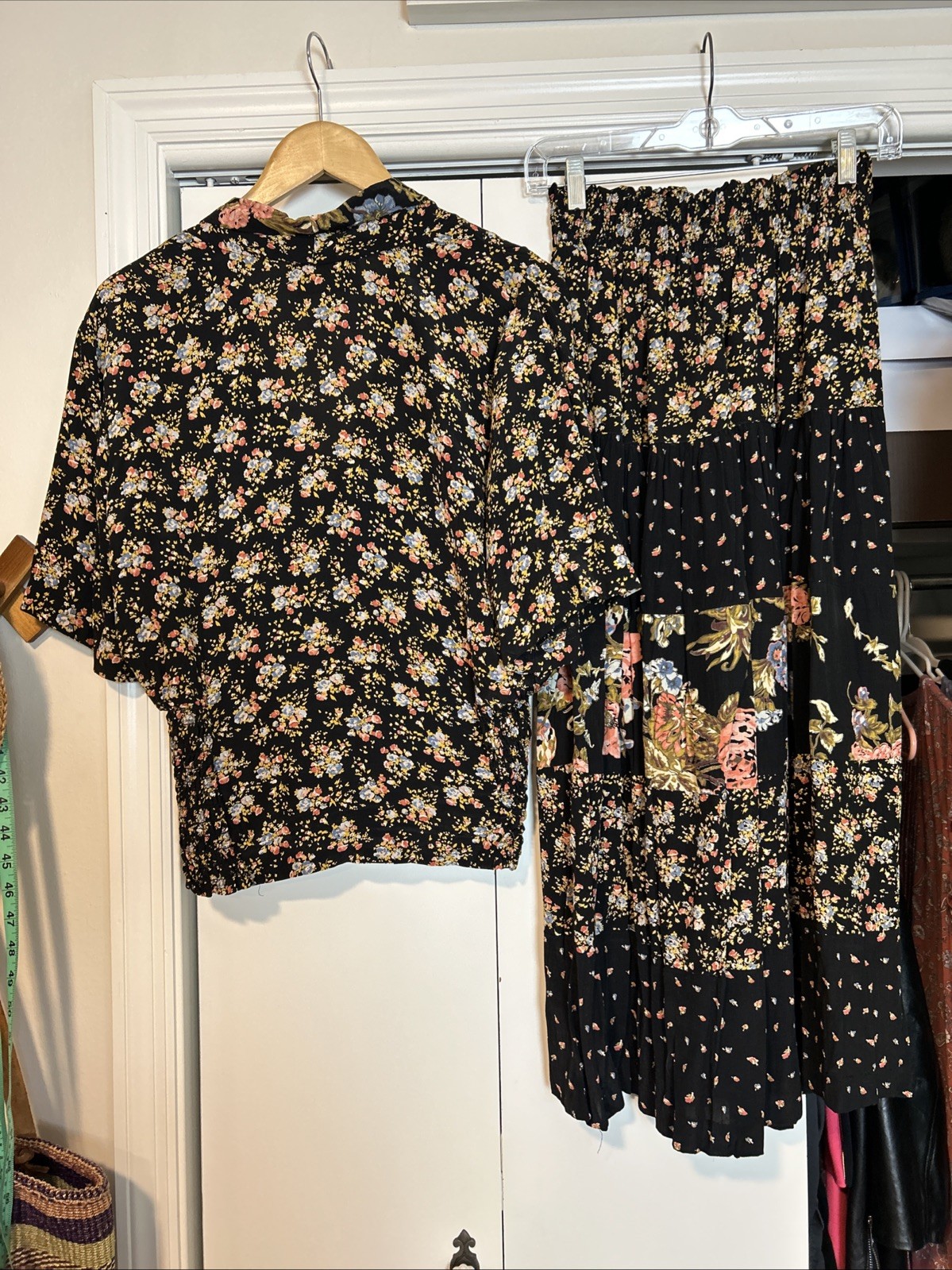Early 90s Women’s Bohemian Skirt And Blouse Set By A.K.T For Ms.Interpret Sz.8