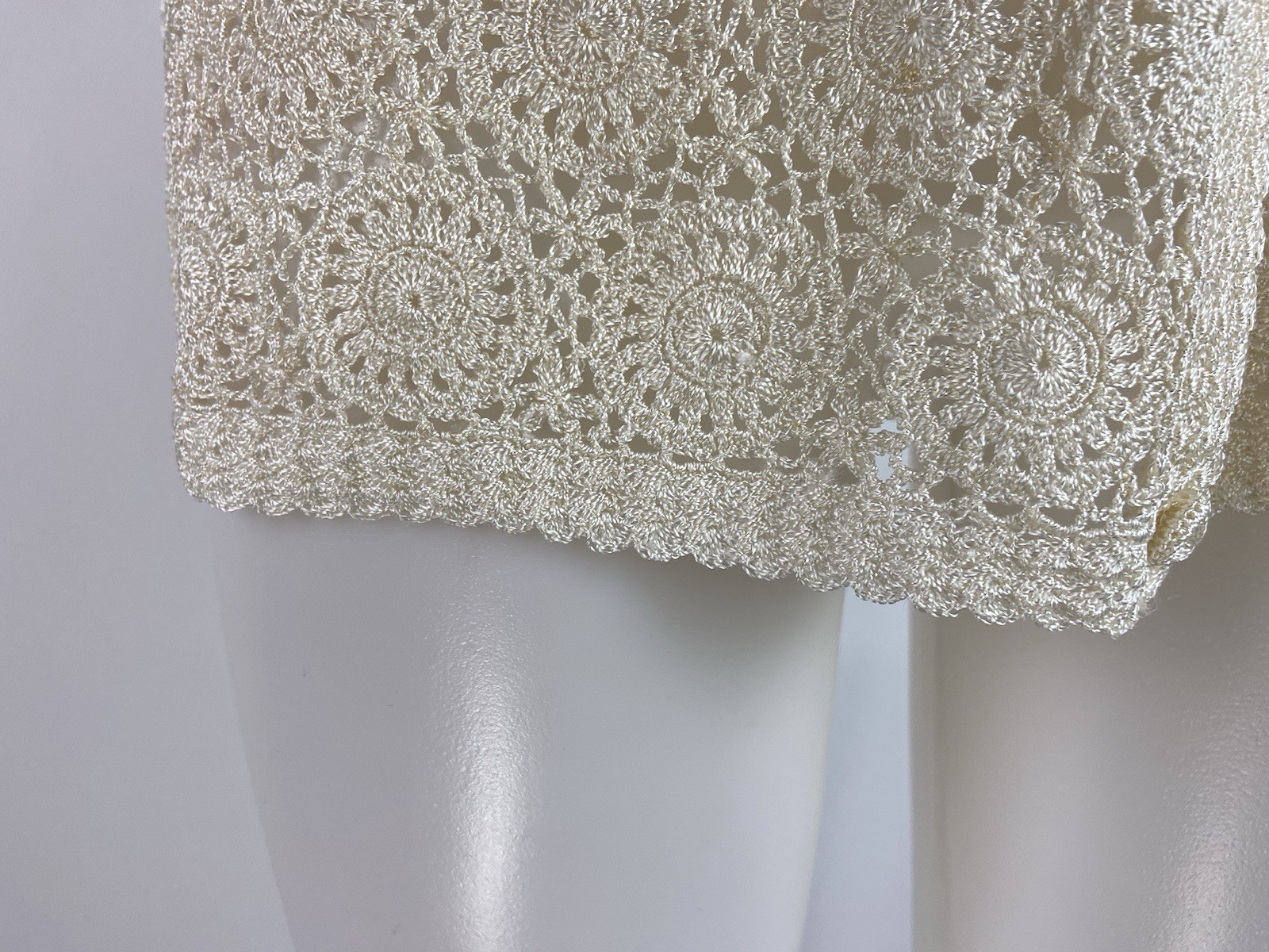 Hand Crochet Lace Cardigan Size Medium Antique Off White Granny Core Sweater
