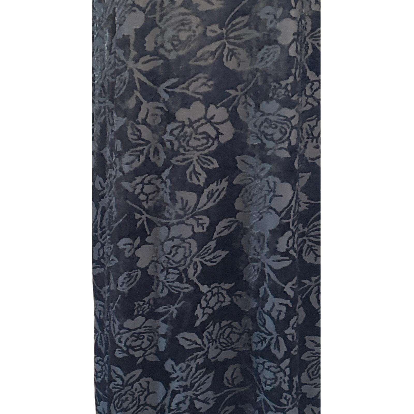 90s Carole Little Maxi Dress Whimsigoth Gothic Burnout Velvet Floral Rose Black