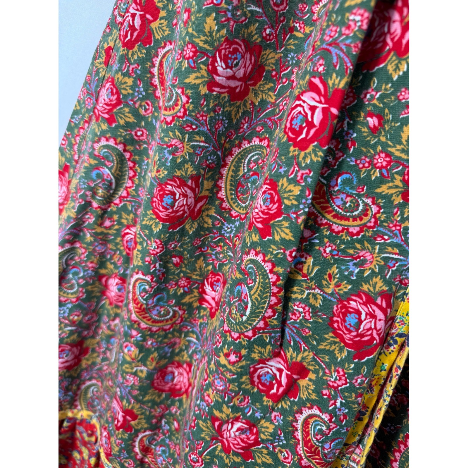 VTG Jody of California Floral Prairie Maxi Dress Yellow Puff Sleeve Womens 13