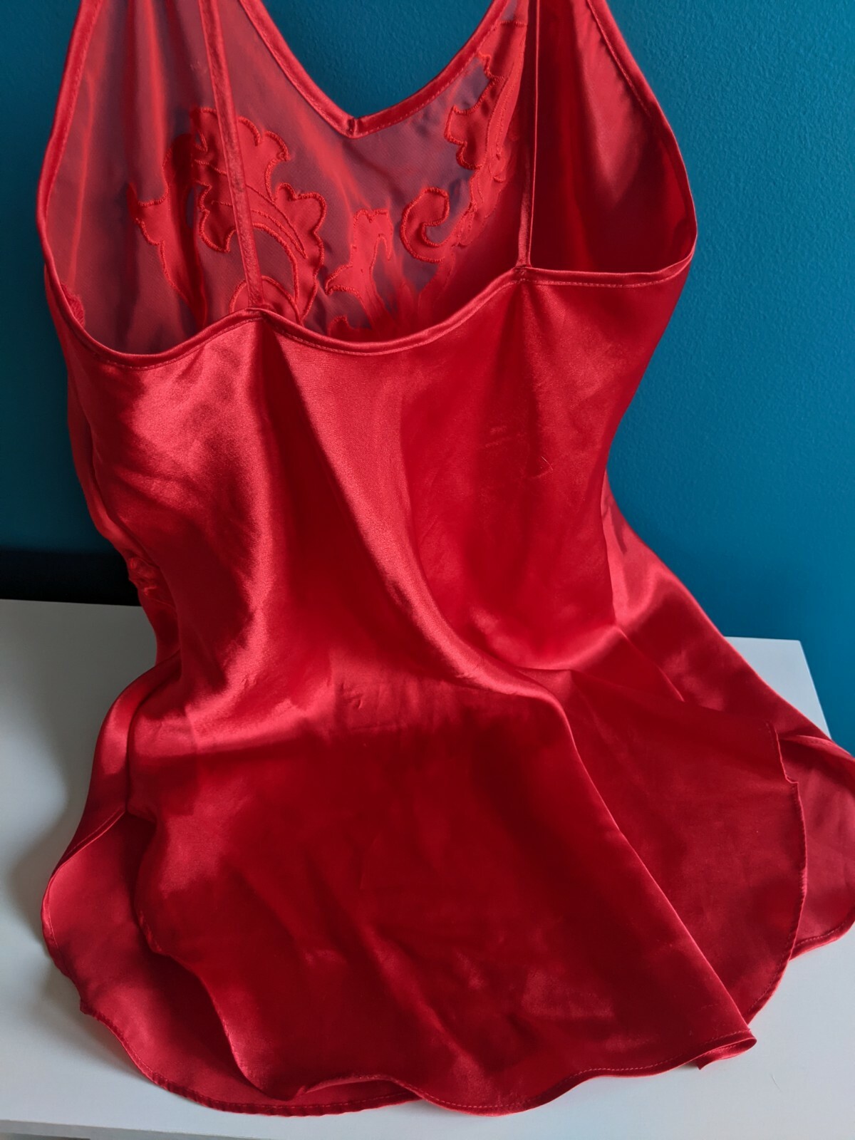 Vintage AMELIA’S Liquid Satin RED Gown Slip Dress Petite S/M VTG Polyester Shiny