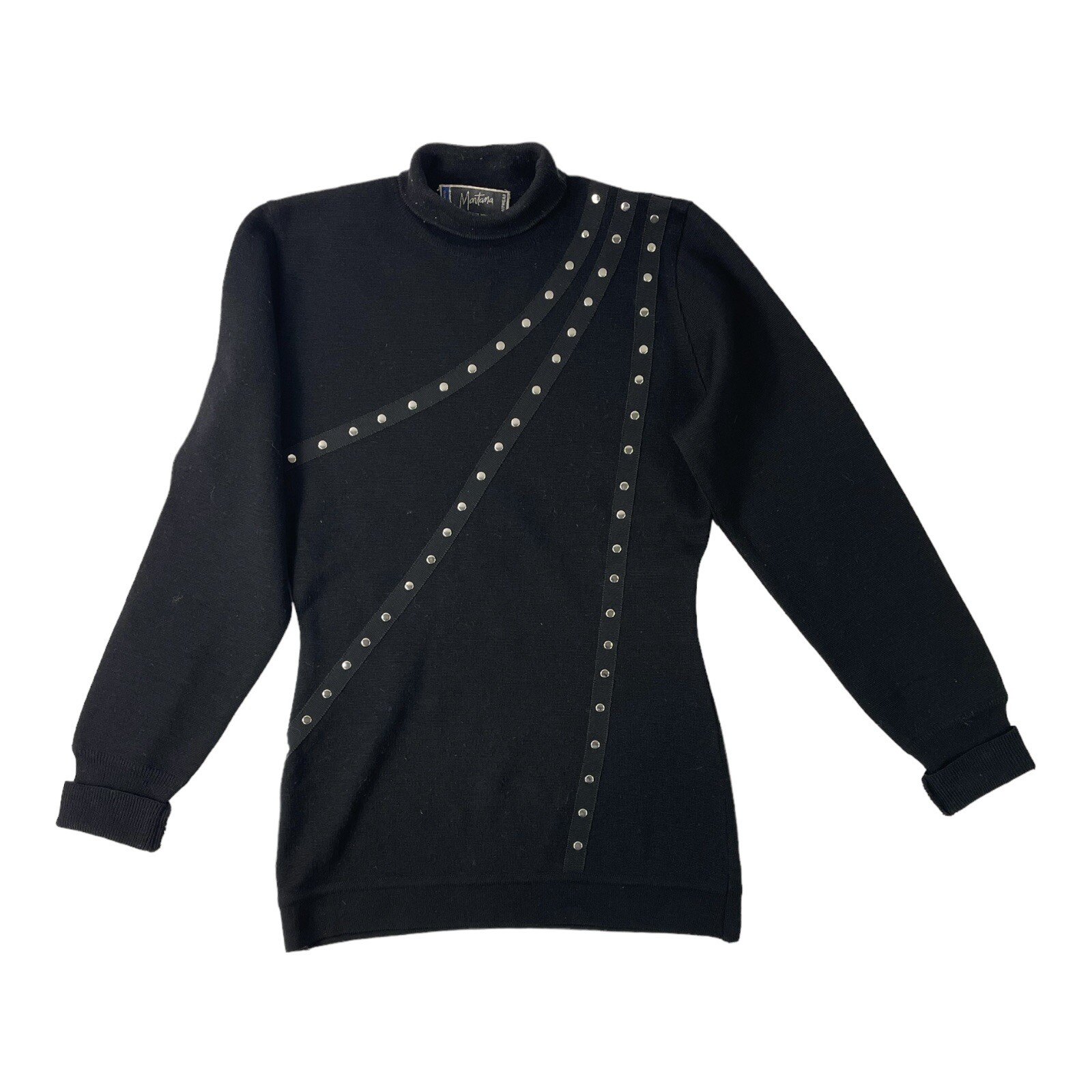 Vintage 1980’s Claude Montana KNITWEAR Womans Sweater-Black 100% Wool Size 42