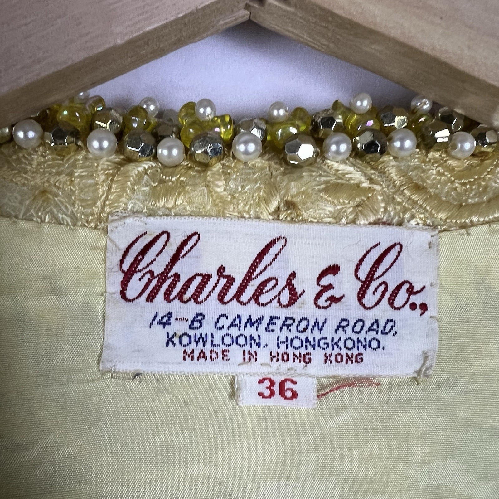 Vintage 50s 60s Charles & Co. Gold Beaded Dress and Jacket Both Size 36