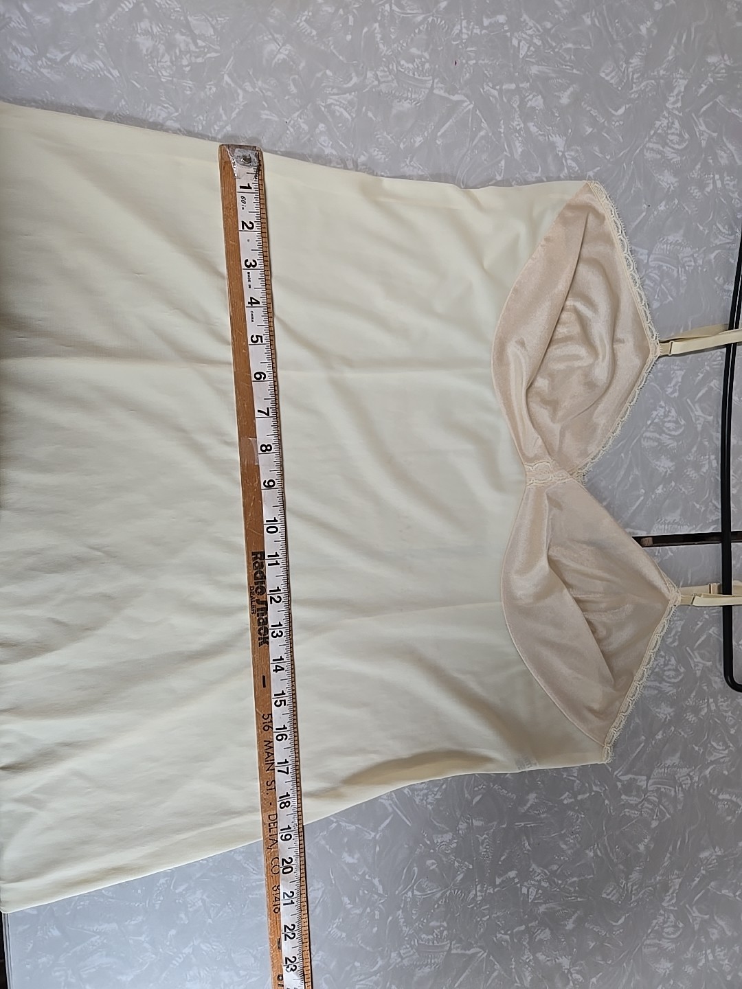 VTG Vanity Fair Cream Lightweight Dacron Polyester Lace Slip Long Dress Sz 40 L