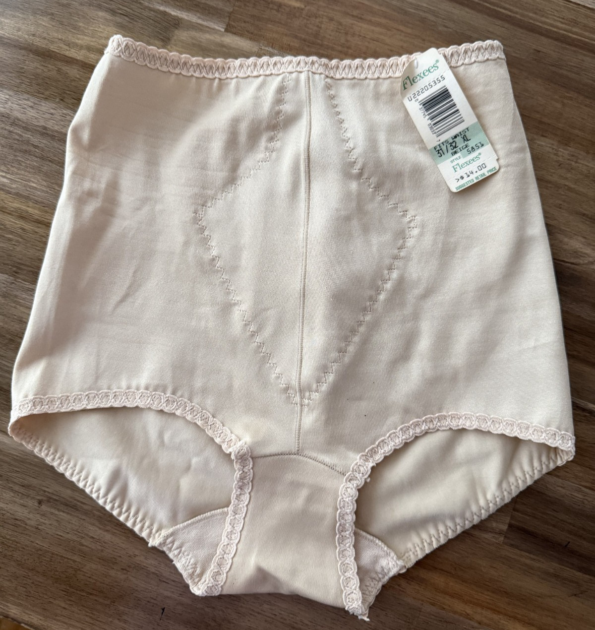 Vintage beige FLEXEES XL Firm Control Slimmer Brief Girdle High Waist NWT *READ