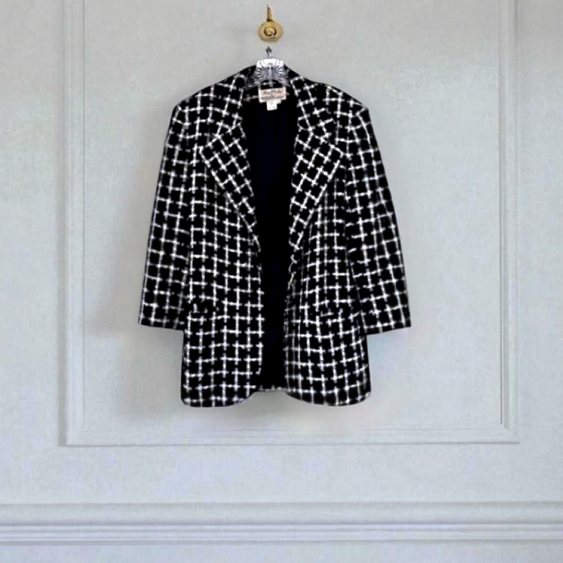 Richie Freeman for TeriJon Size Small Black White Blazer Metallic Fibers Vintage