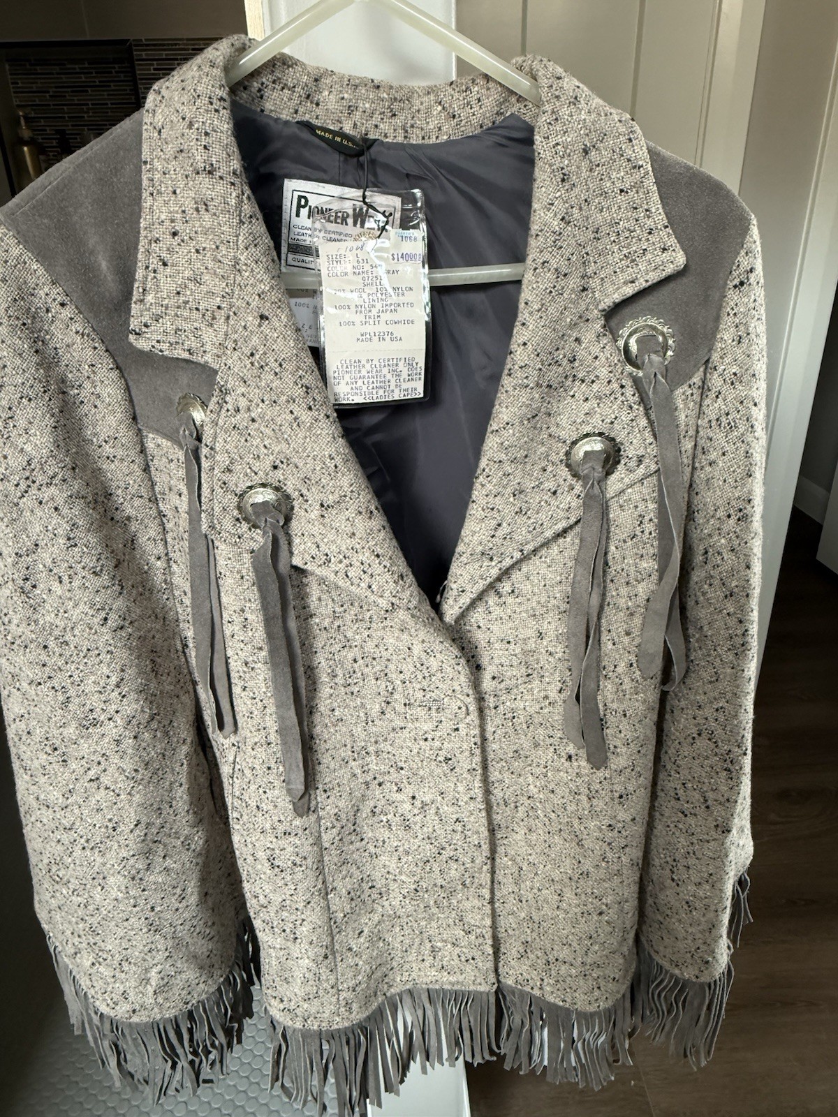 Vintage Western Tweed And Leather Poncho/Cape